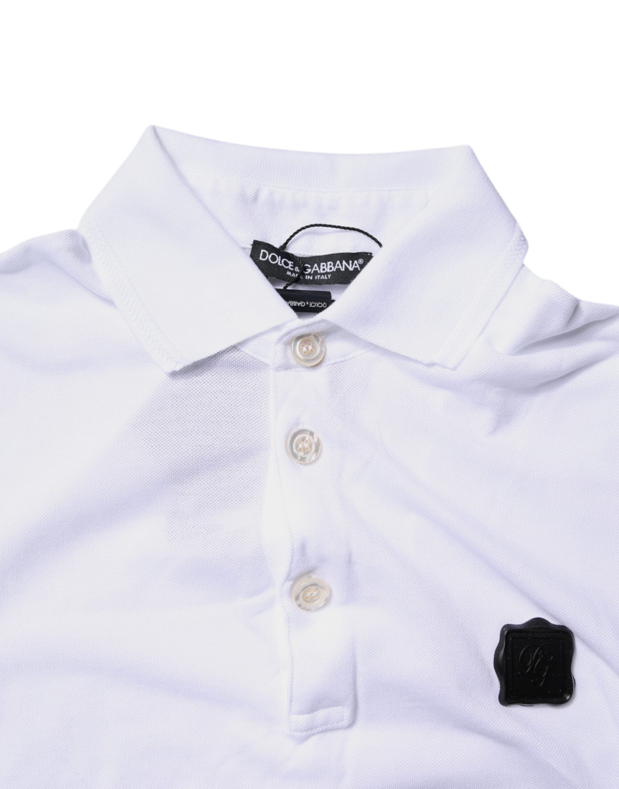 White Cotton Logo Collared Polo T-shirt - ventzia