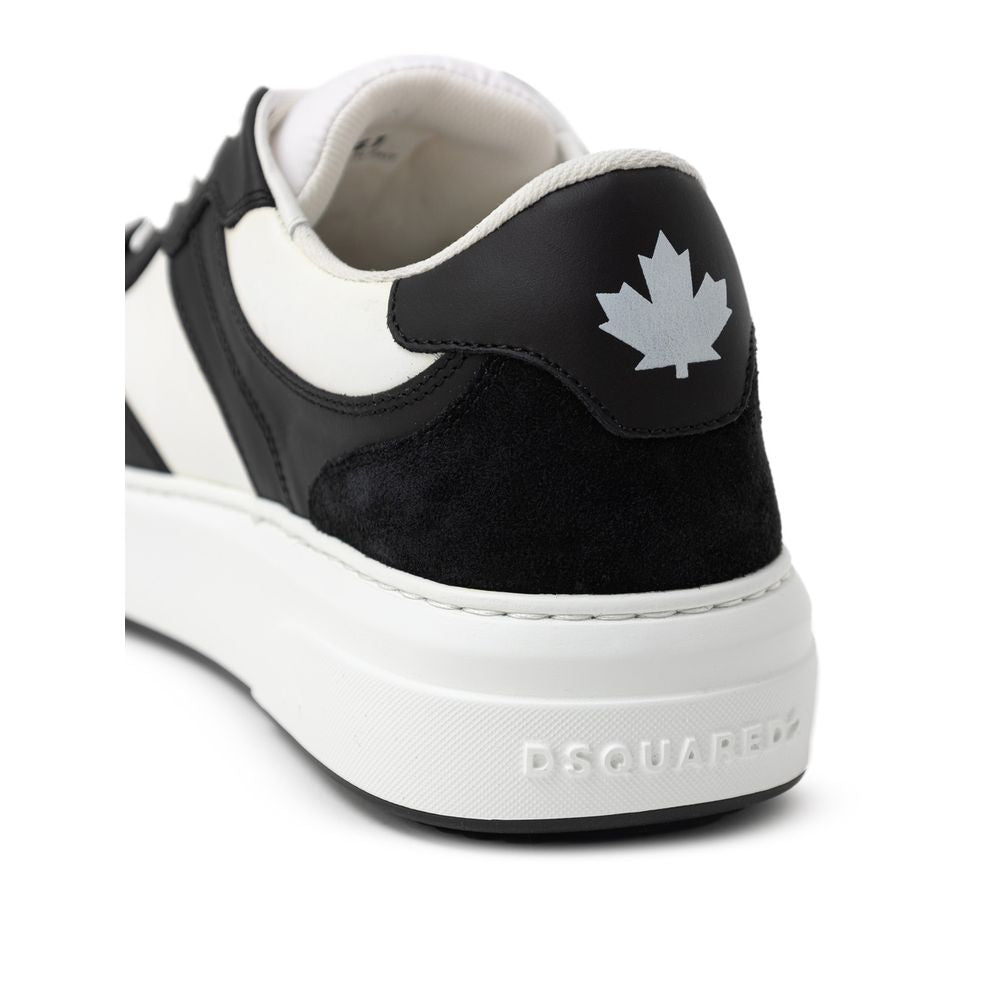 Black And White Leather Sneaker - ventzia