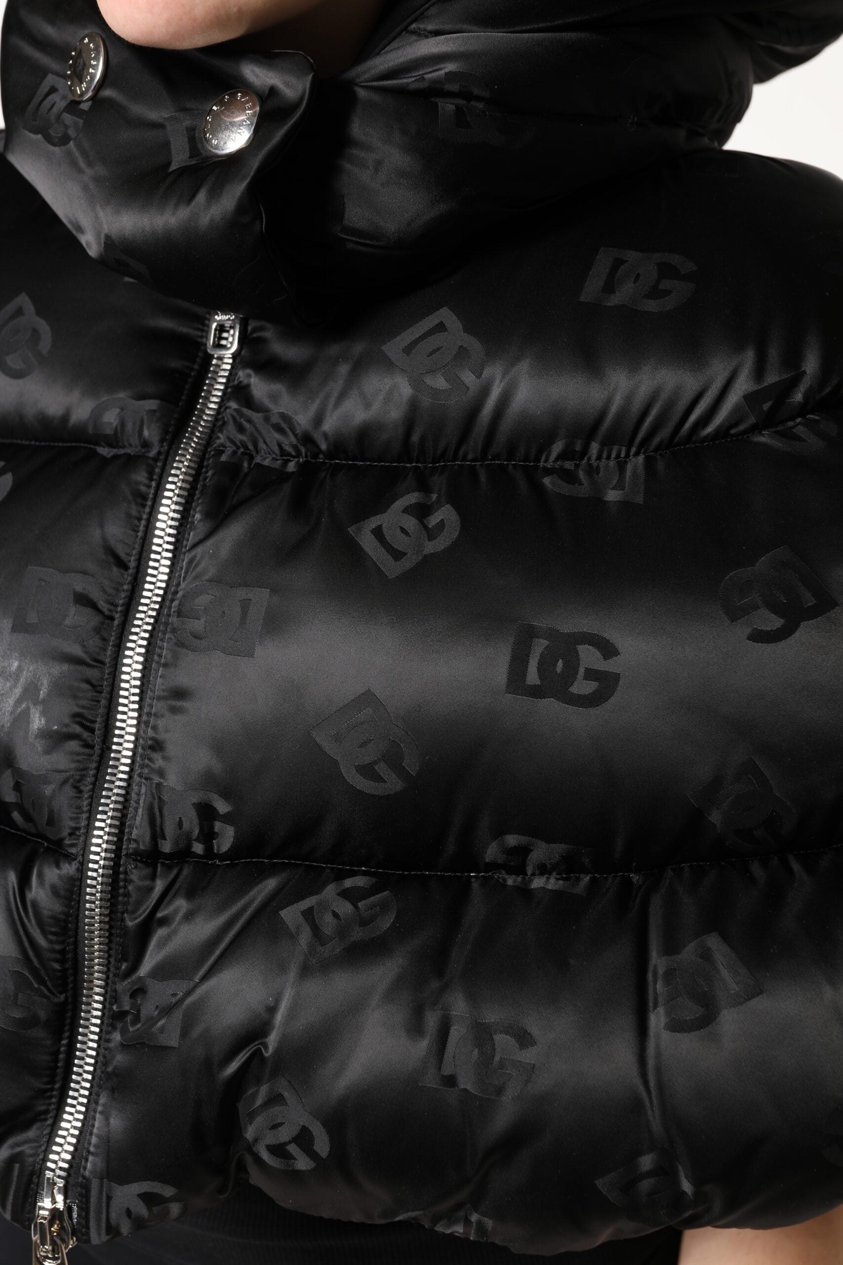 Black Padded Puffer Hooded Full Zip Cropped Jacket - ventzia