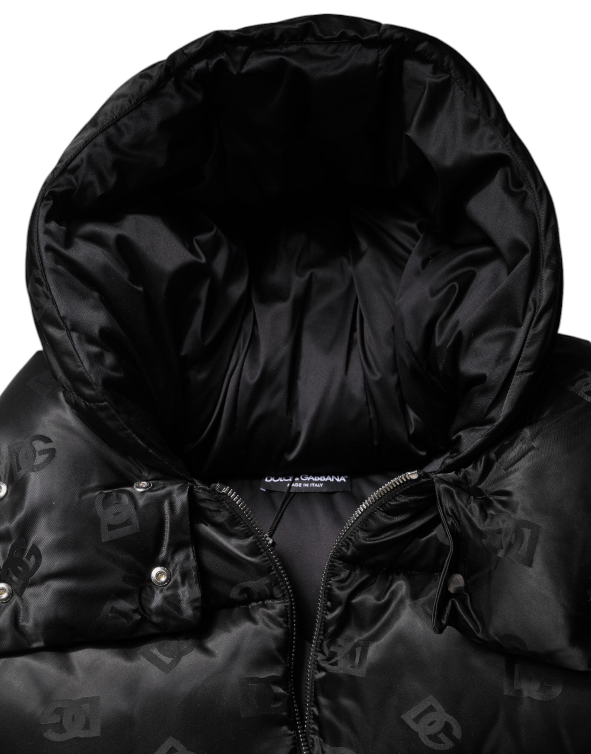 Black Padded Puffer Hooded Full Zip Cropped Jacket - ventzia