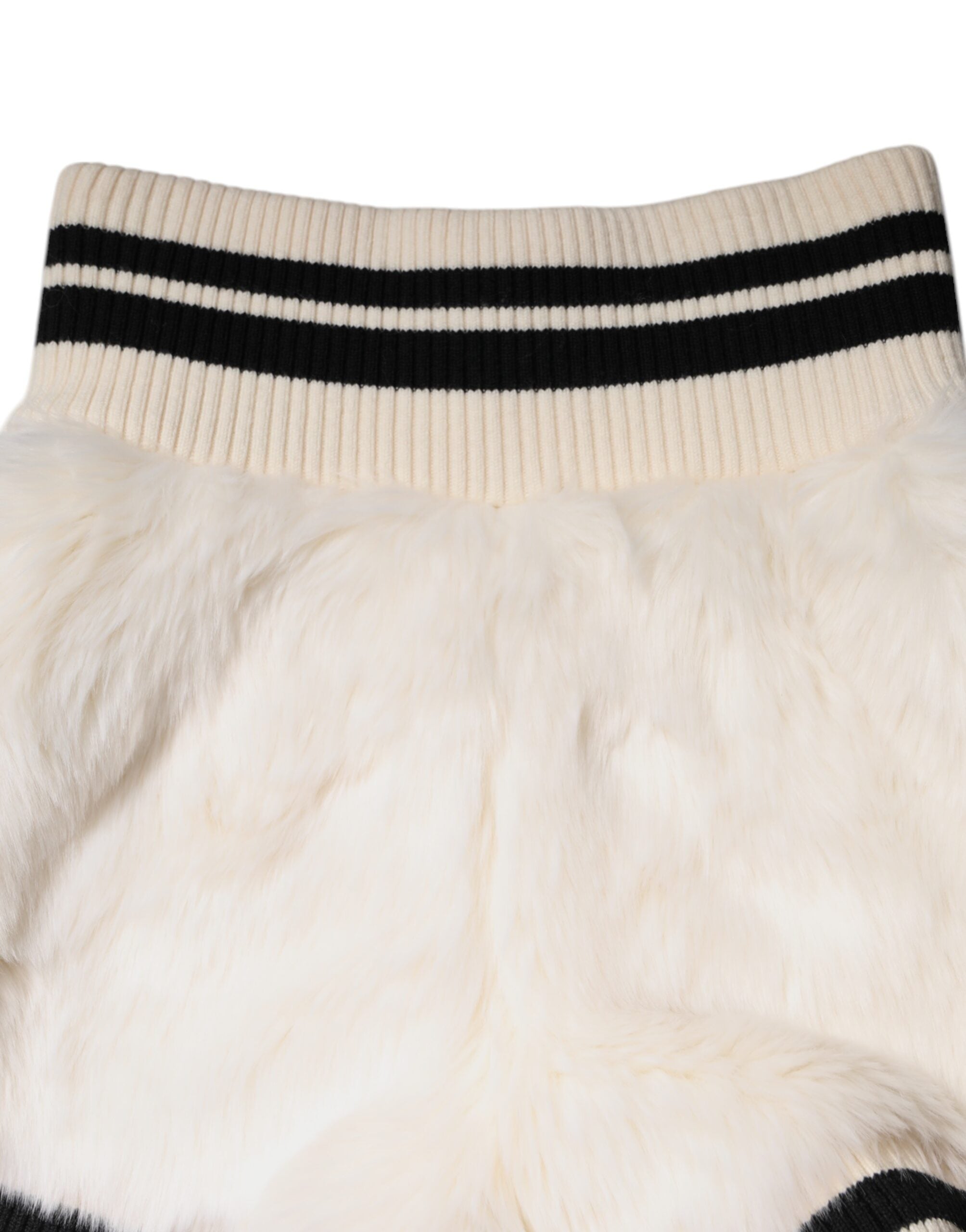 White Faux Fur High Waisted Hot Pants Short - ventzia