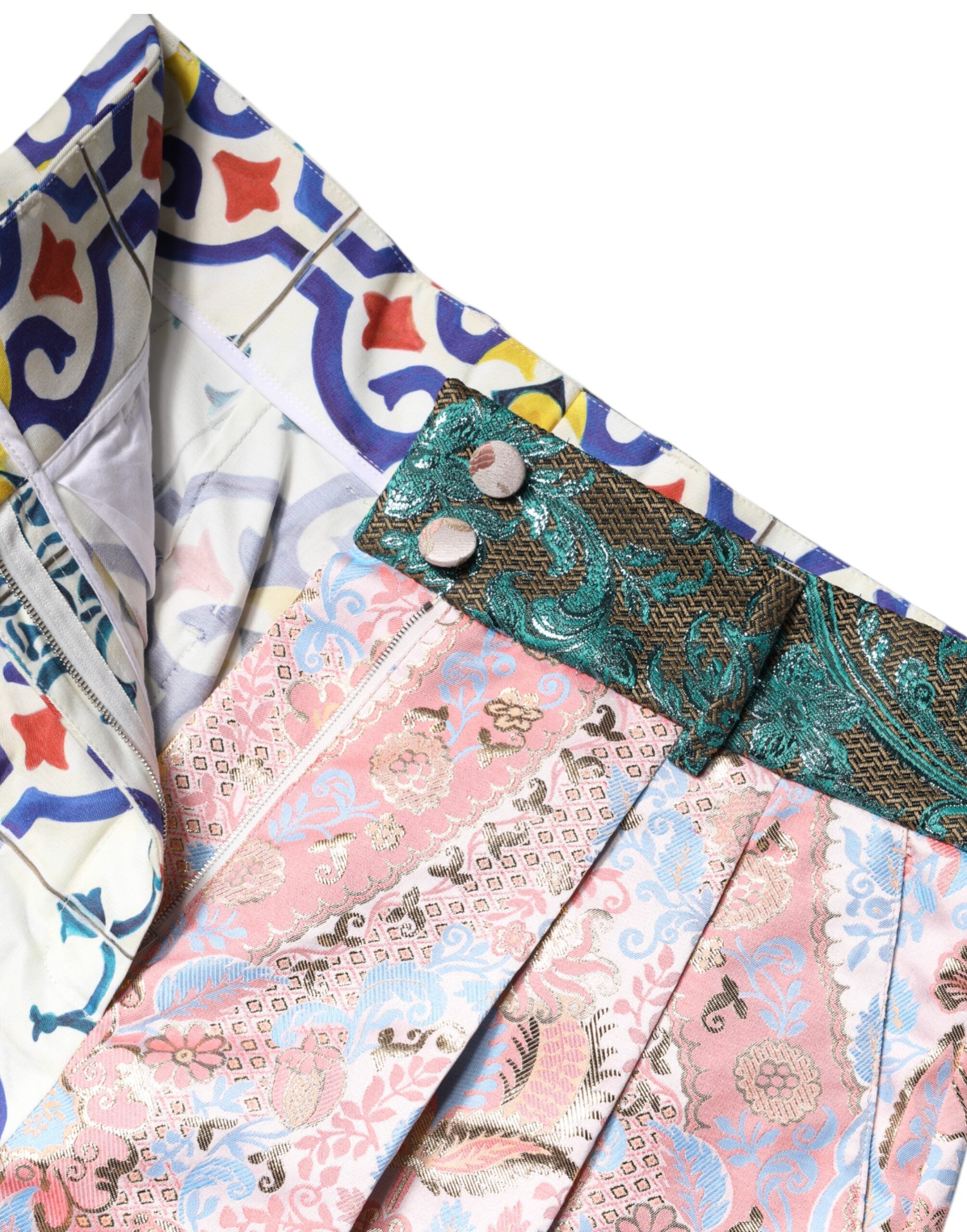 Multicolor Cotton Patchwork Hot Pants Shorts - ventzia