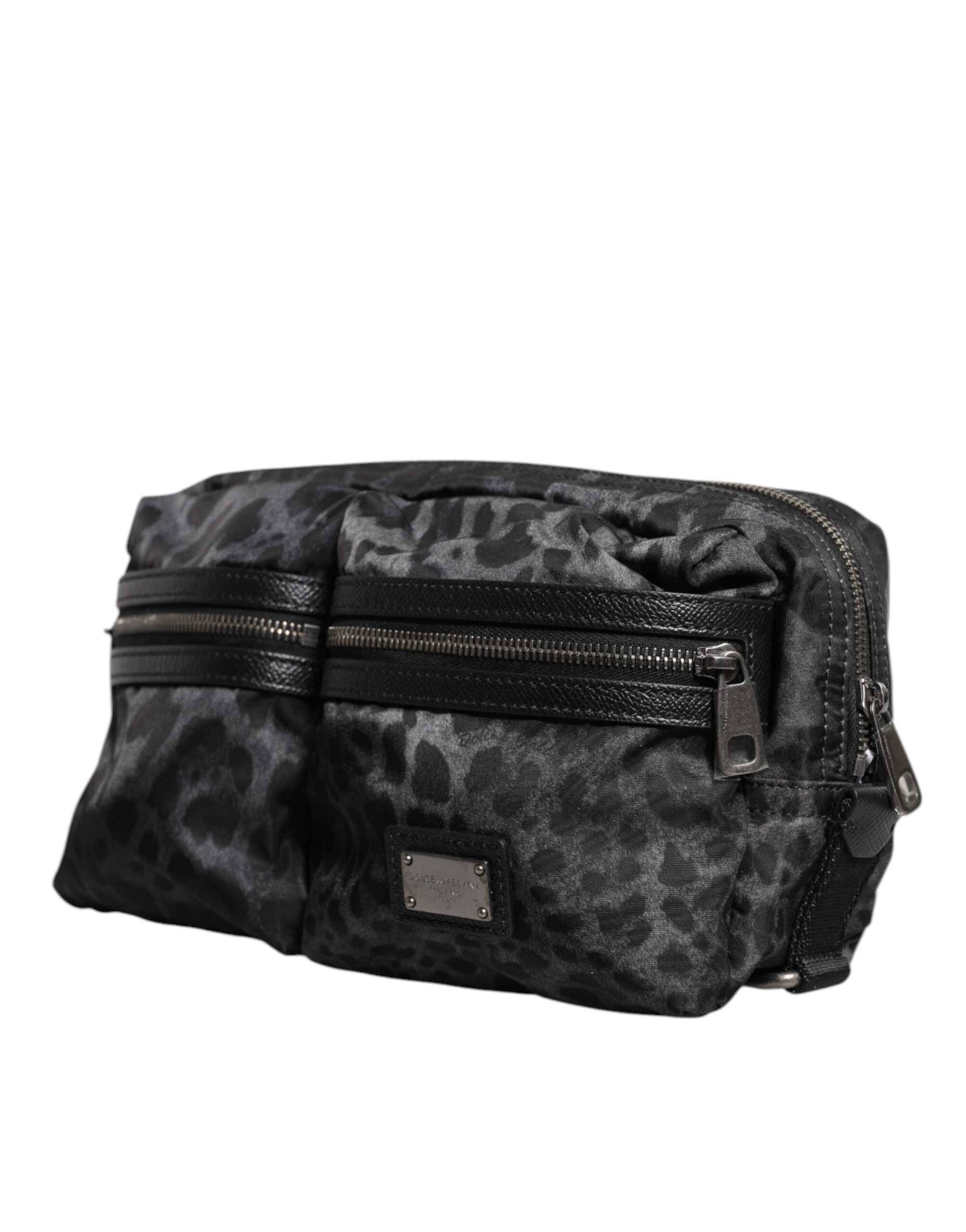 Black Gray Leopard DG Logo Belt Waist Fanny Pack Bag - ventzia