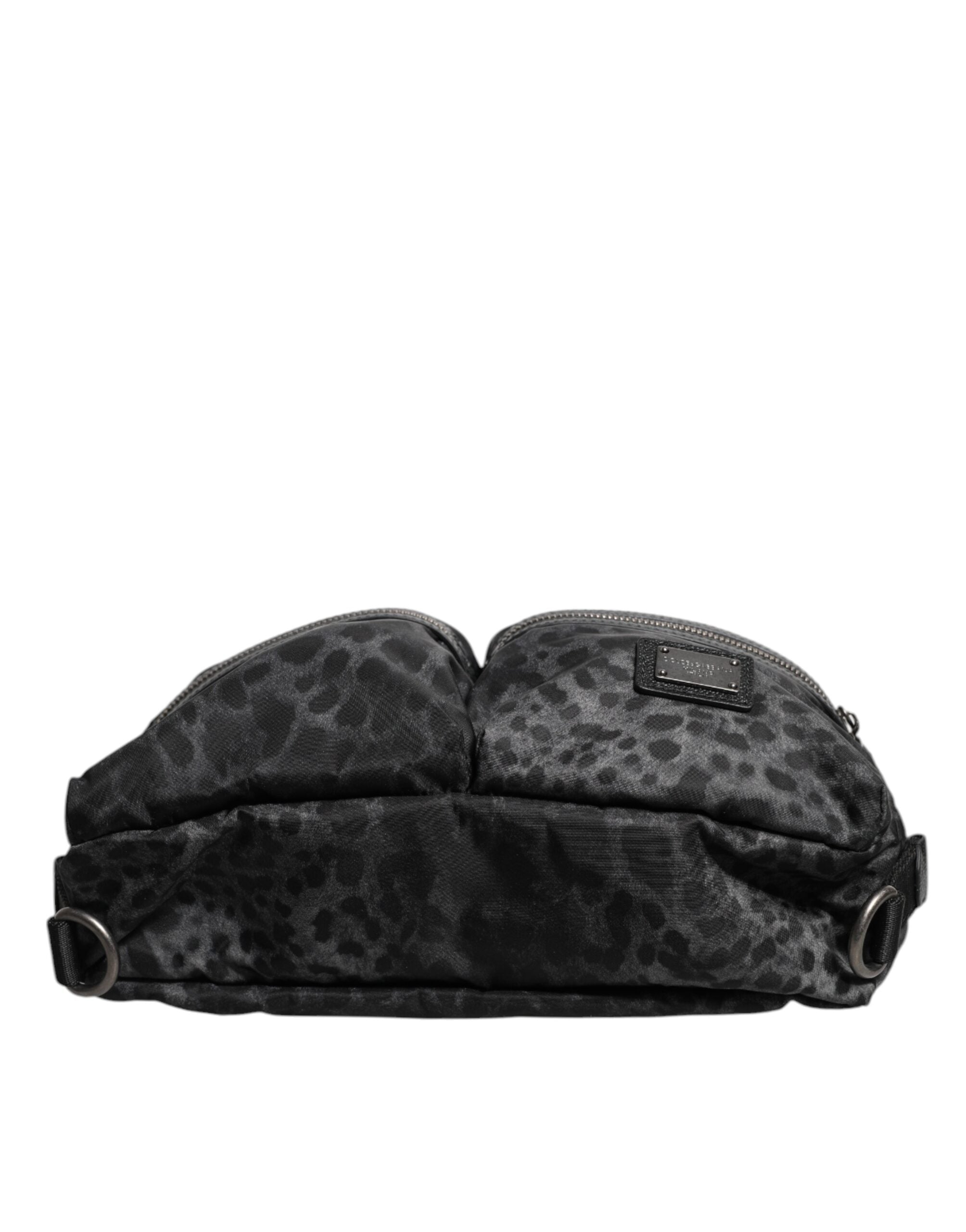Black Gray Leopard DG Logo Belt Waist Fanny Pack Bag - ventzia