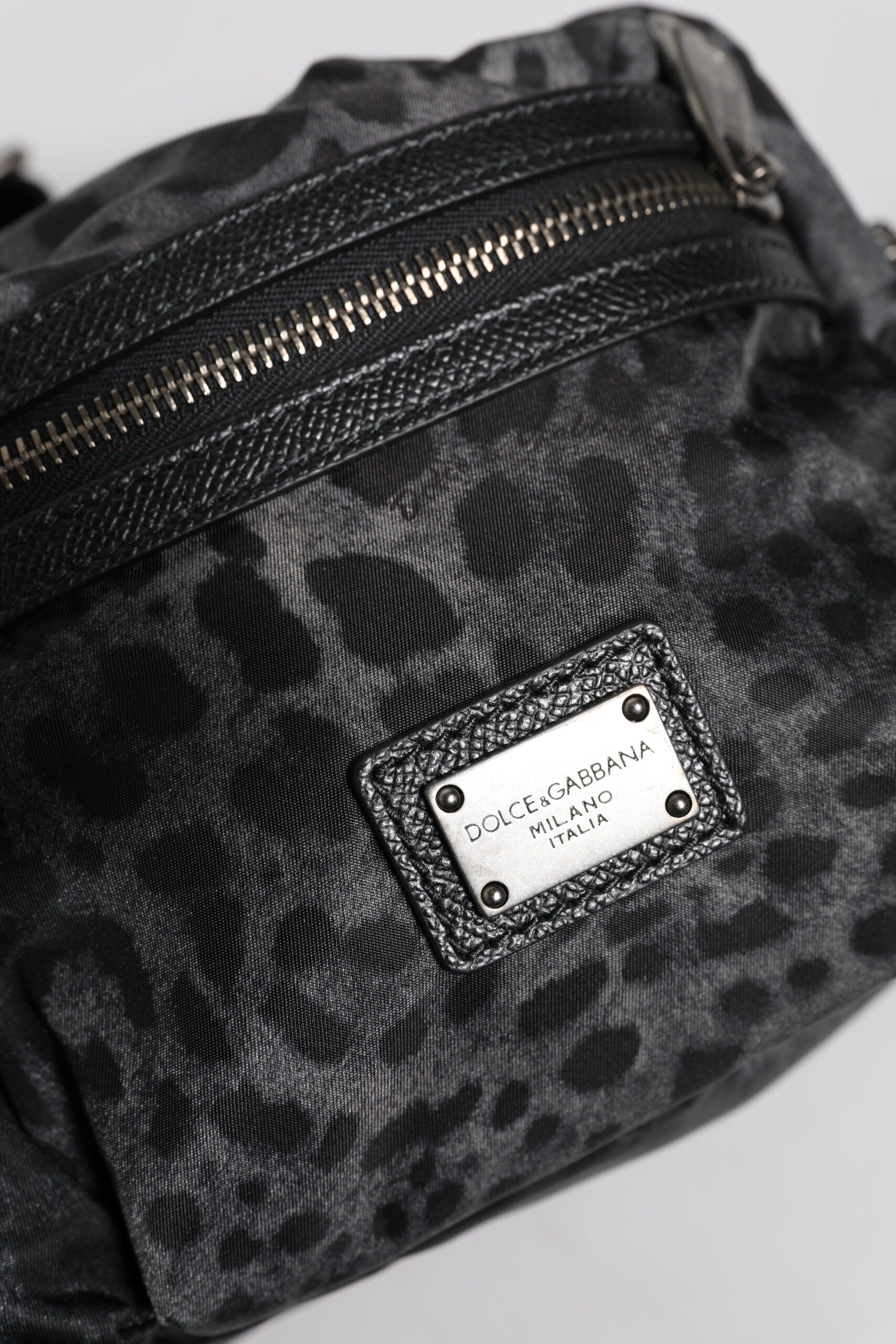 Black Gray Leopard DG Logo Belt Waist Fanny Pack Bag - ventzia