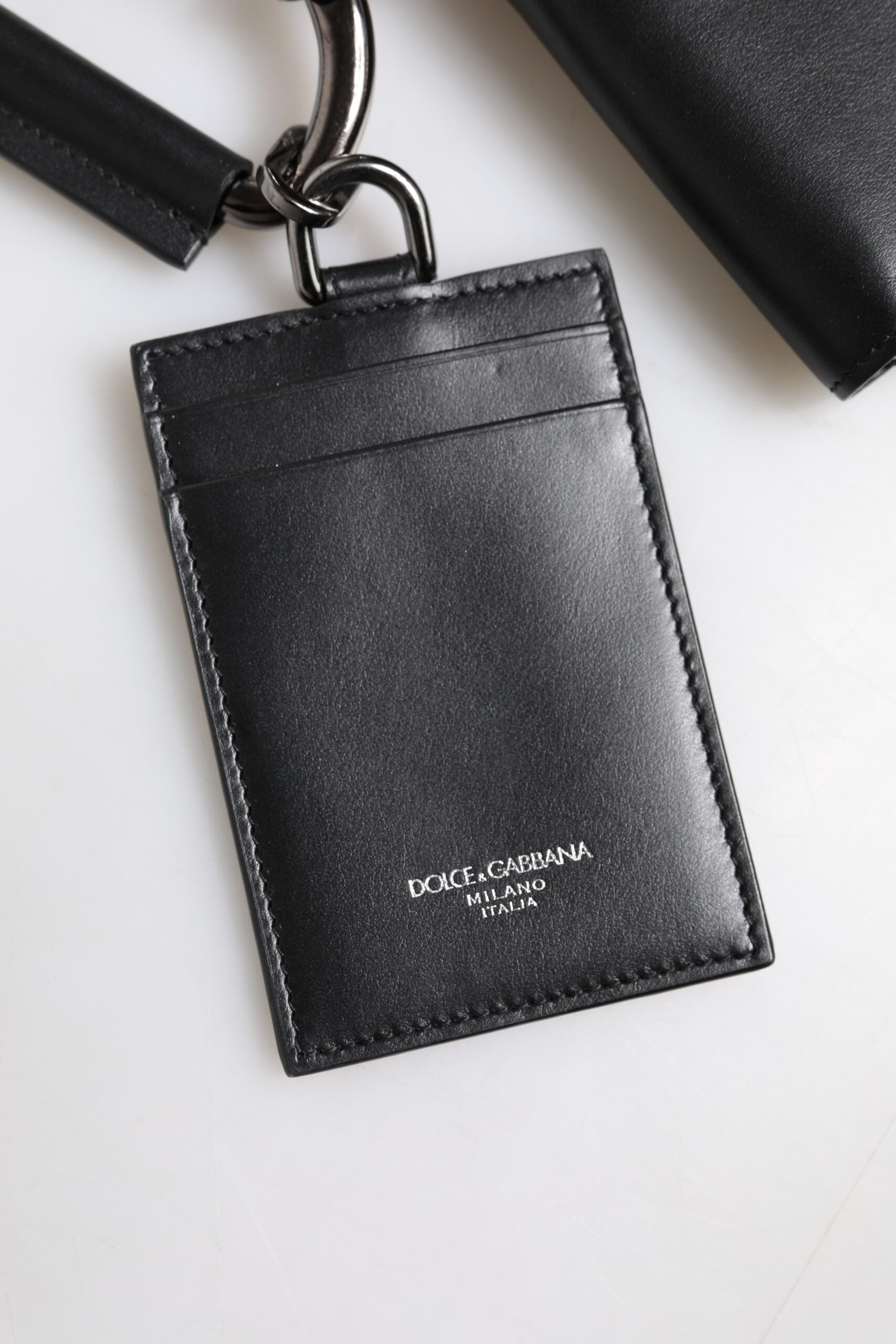 Black Leather Lanyard Zip Around Card Holder Wallet - ventzia