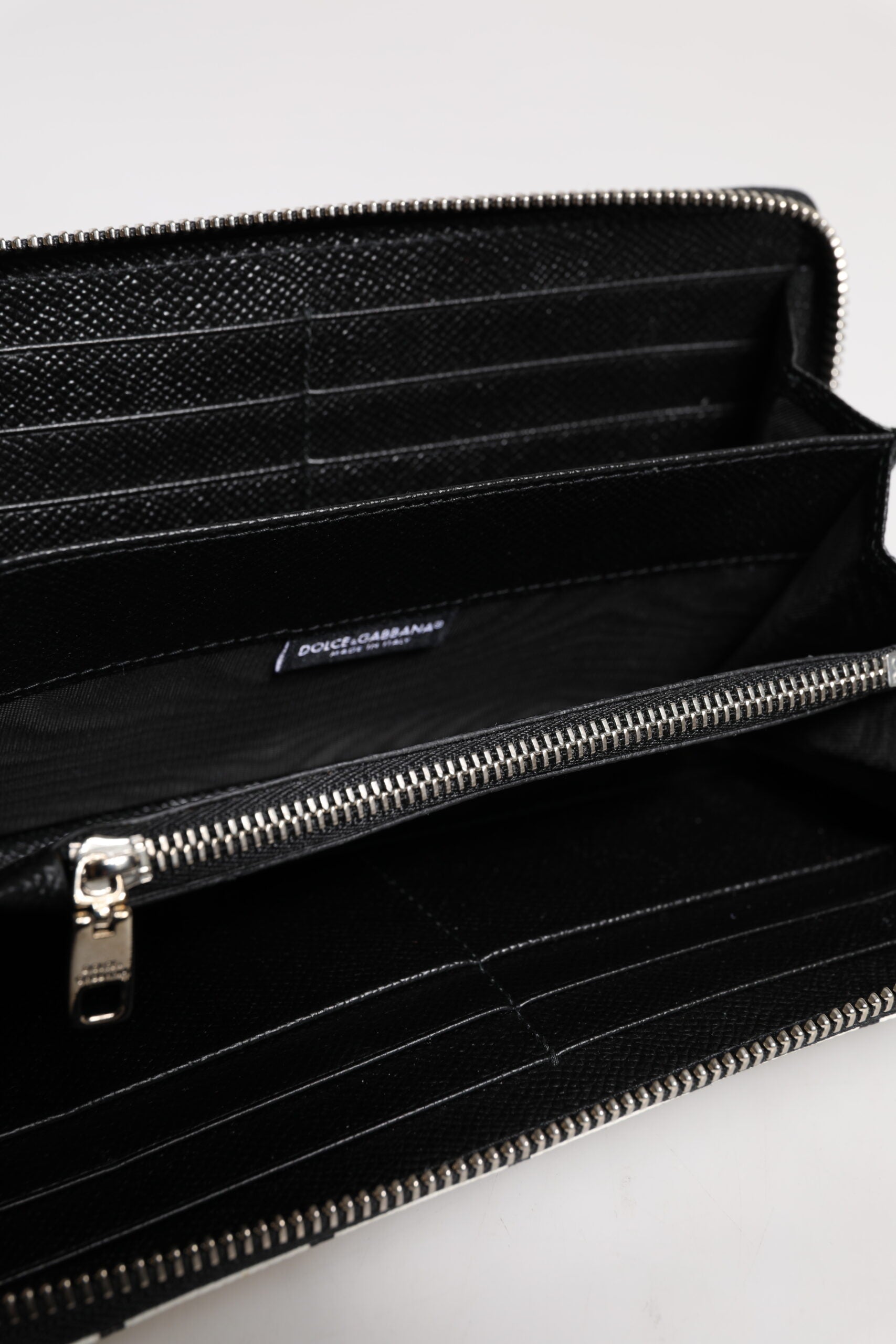 White Leather DG Crown Royals Continental Zip Around Wallet - ventzia