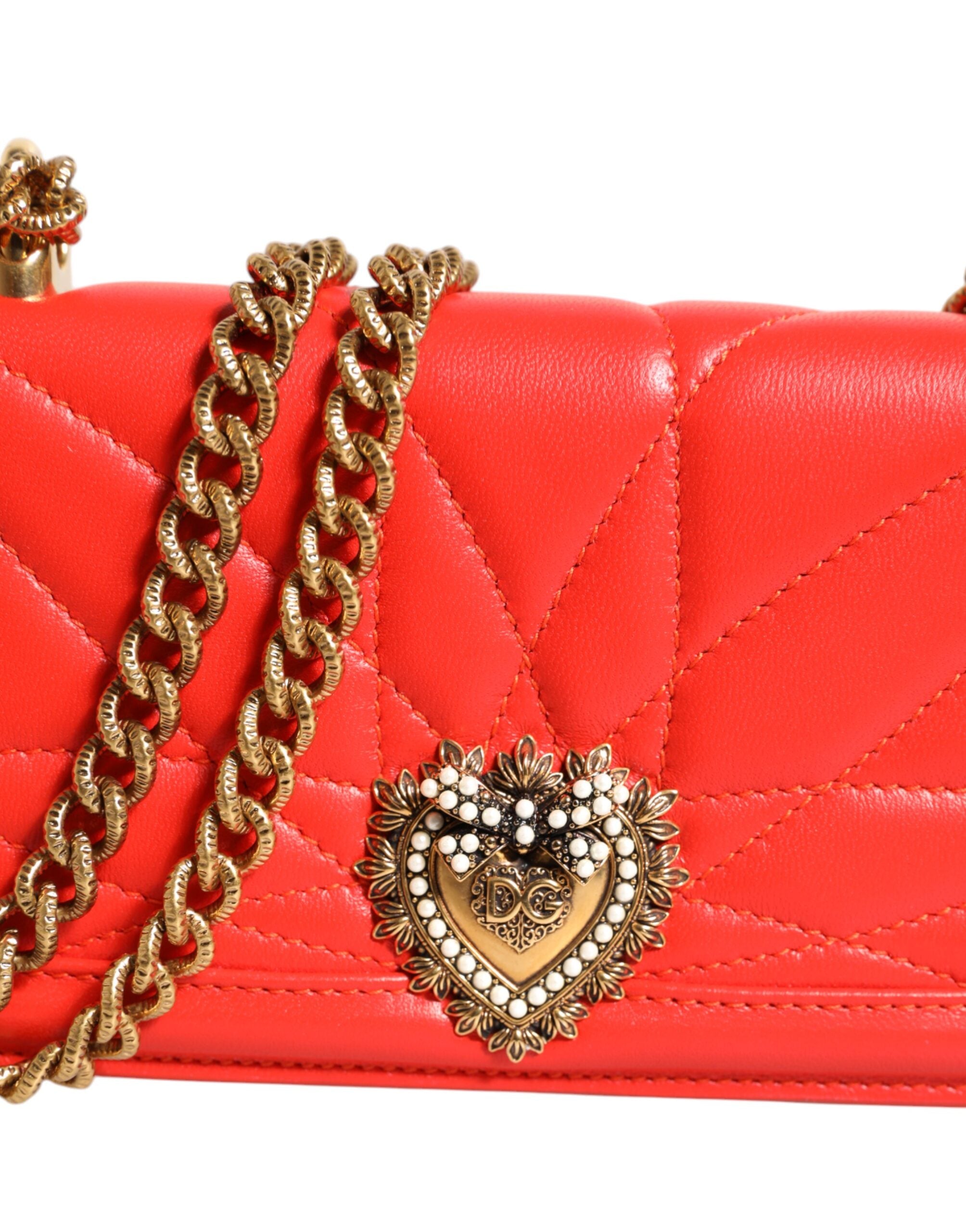 Red Leather Quilted Devotion Crossbody Phone Cover Bag - ventzia