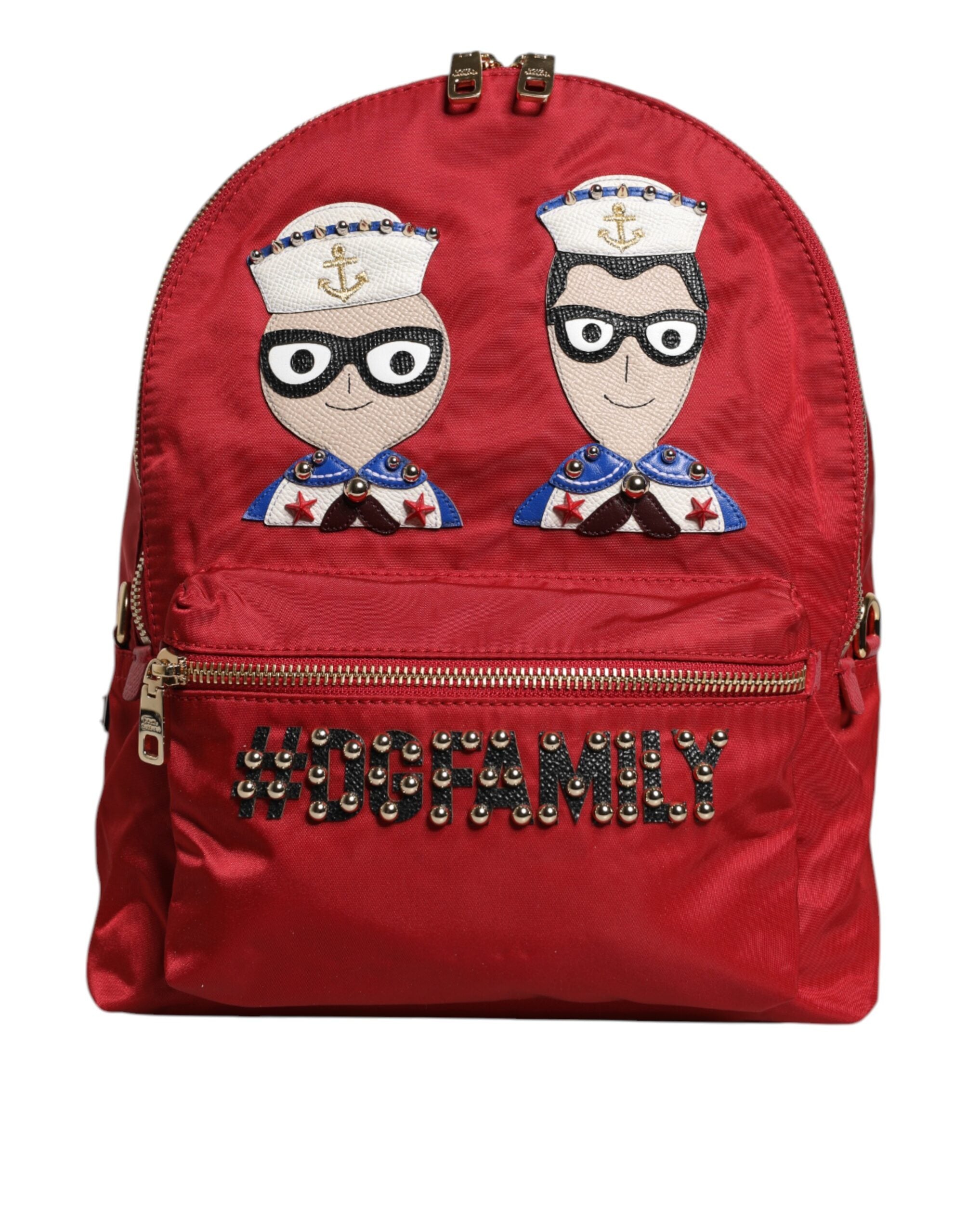 Red #DGFAMILY VULCANO Embellishment Backpack Bag - ventzia