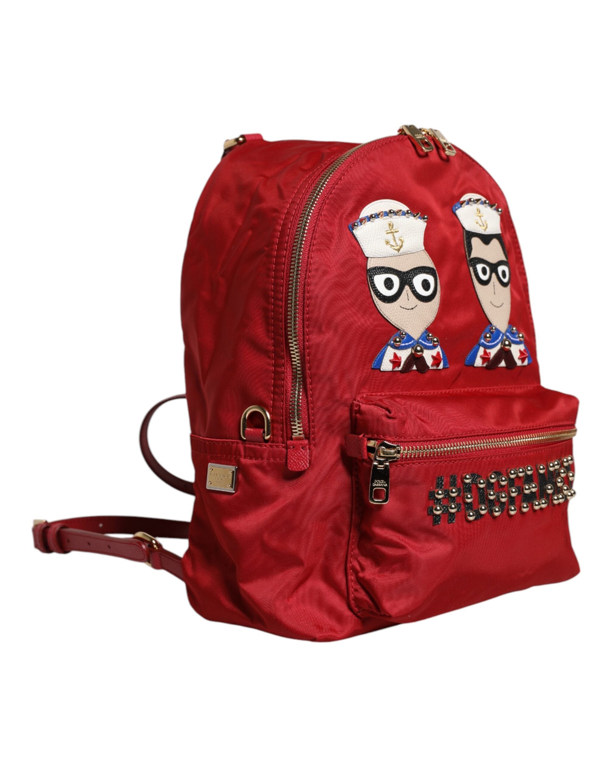 Red #DGFAMILY VULCANO Embellishment Backpack Bag - ventzia