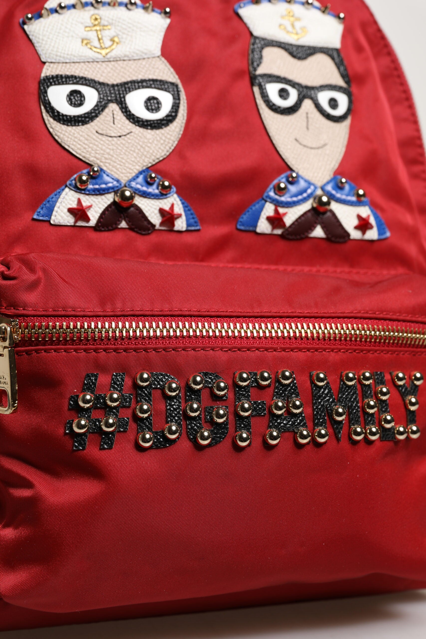 Red #DGFAMILY VULCANO Embellishment Backpack Bag - ventzia