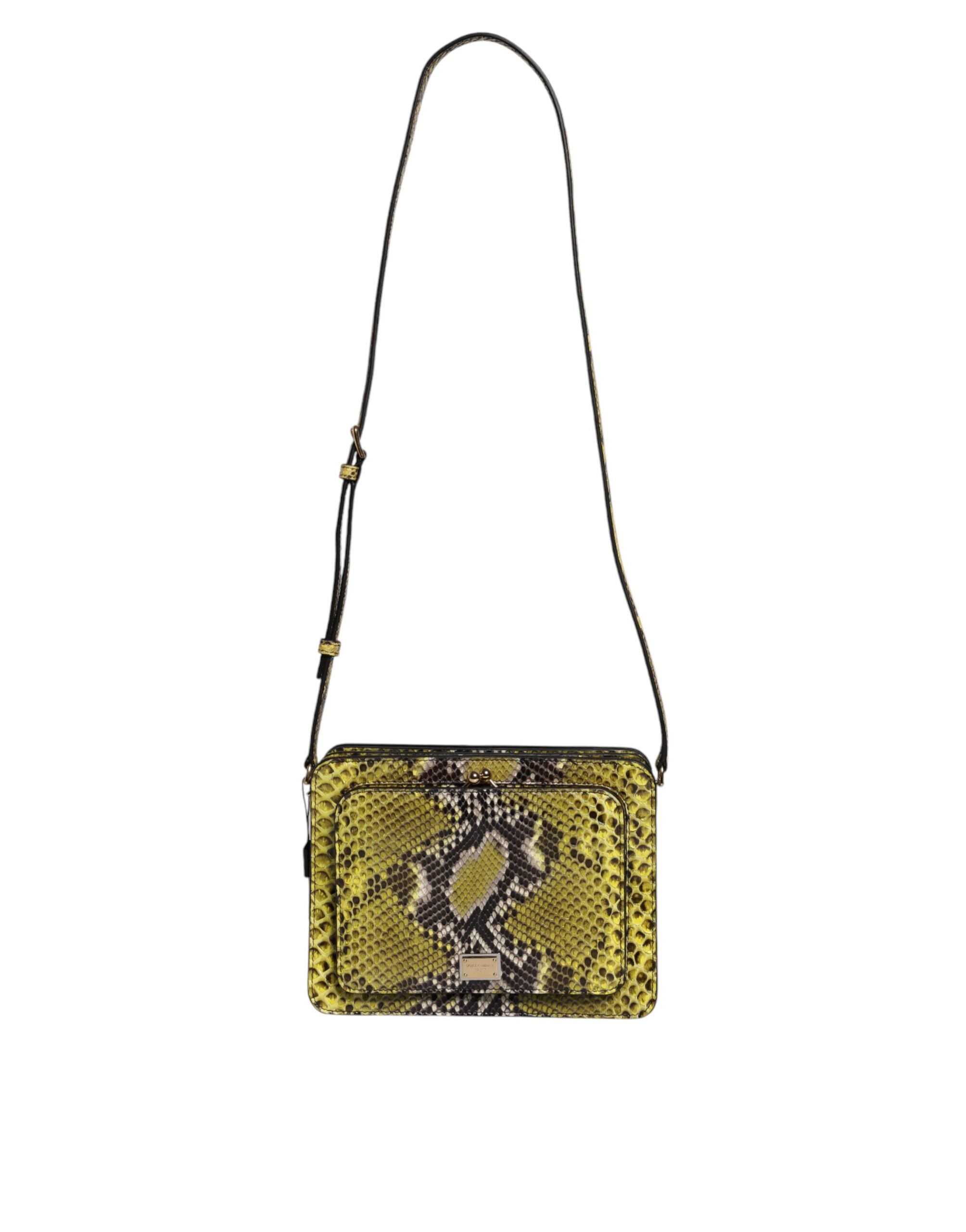 Green Exotic Leather DG Plaque Crossbody Clutch Bag - ventzia