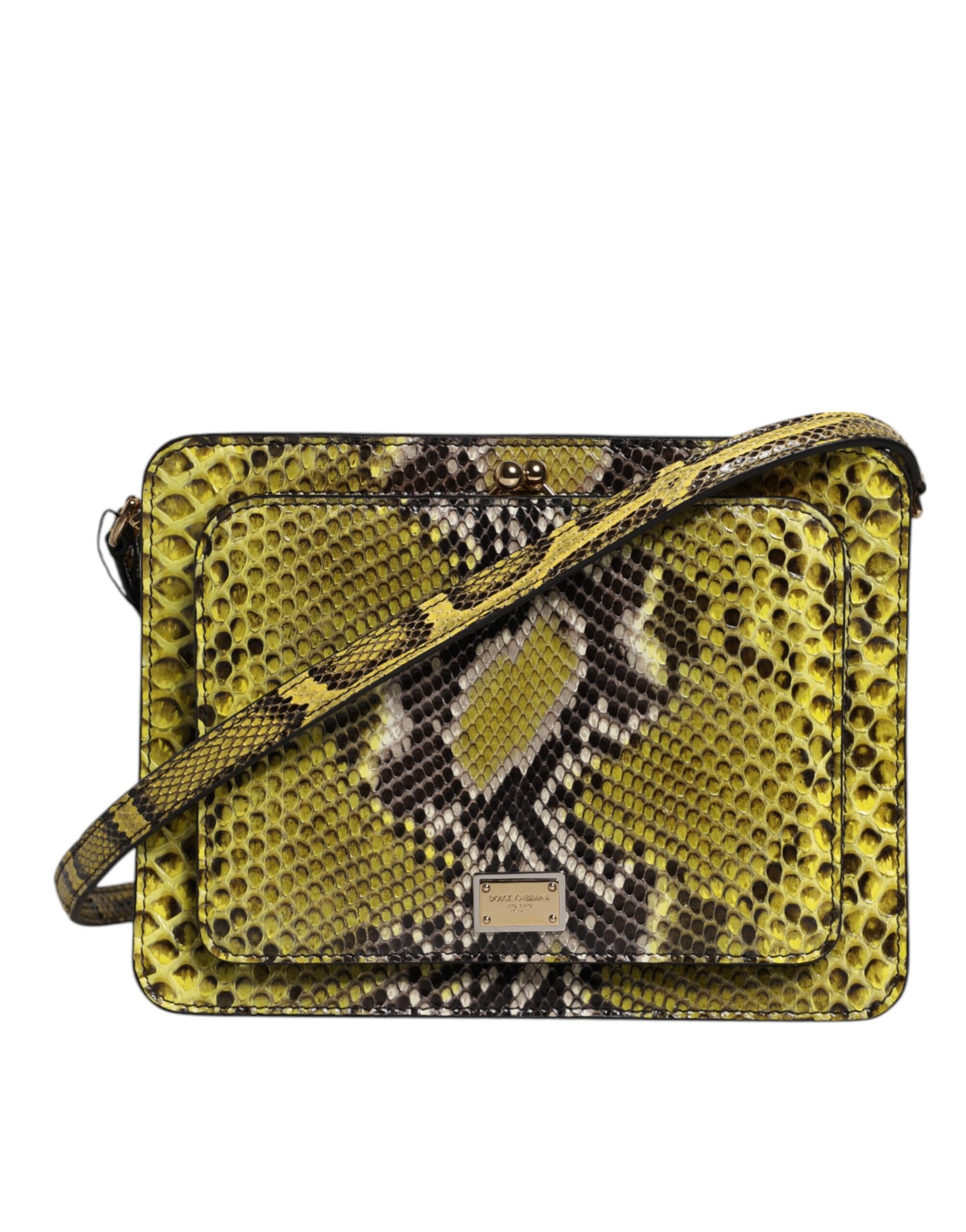 Green Exotic Leather DG Plaque Crossbody Clutch Bag - ventzia