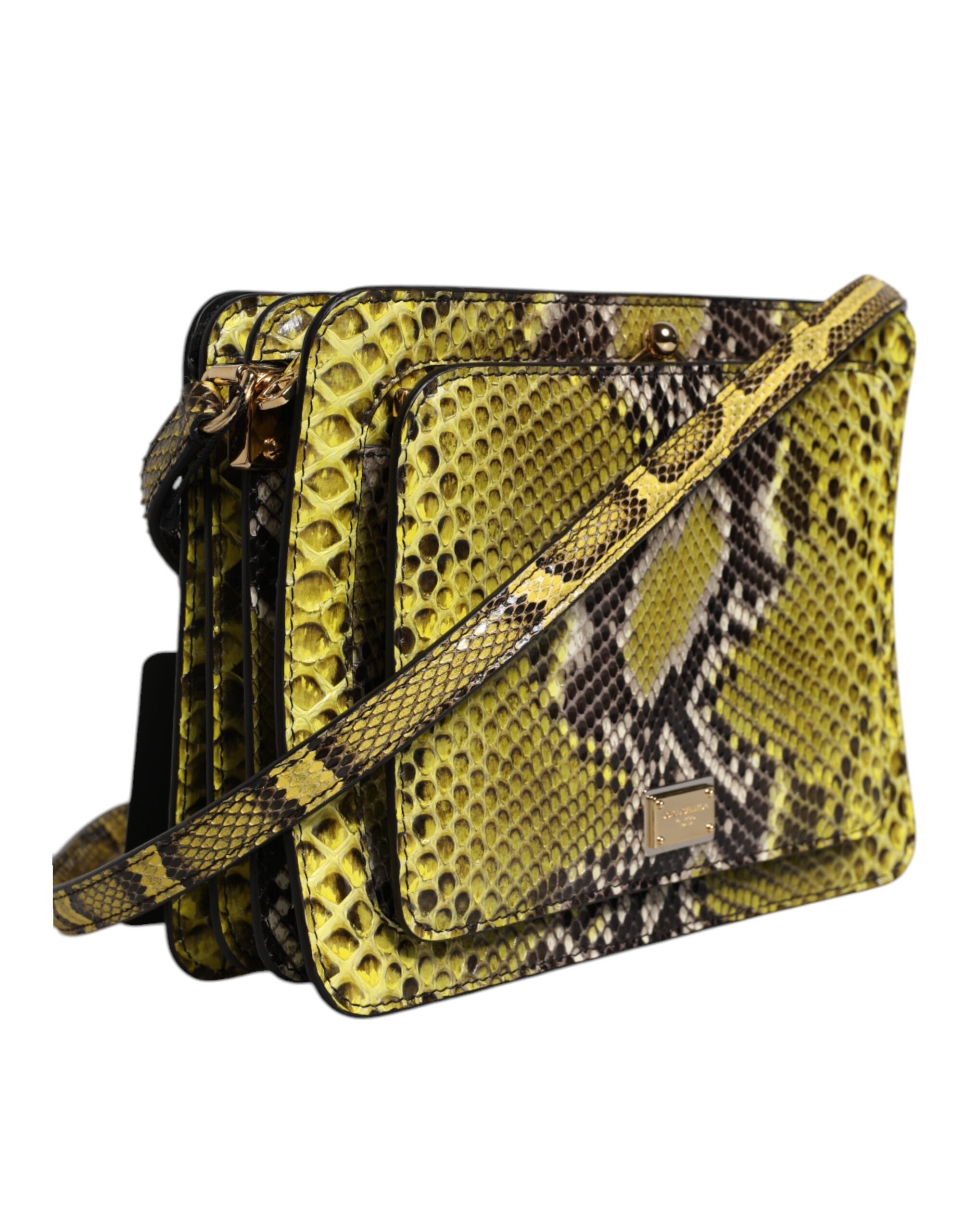 Green Exotic Leather DG Plaque Crossbody Clutch Bag - ventzia