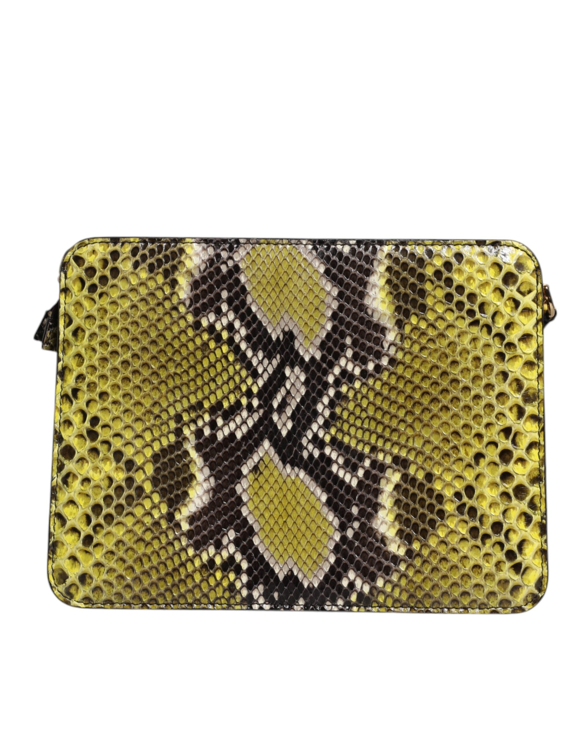 Green Exotic Leather DG Plaque Crossbody Clutch Bag - ventzia