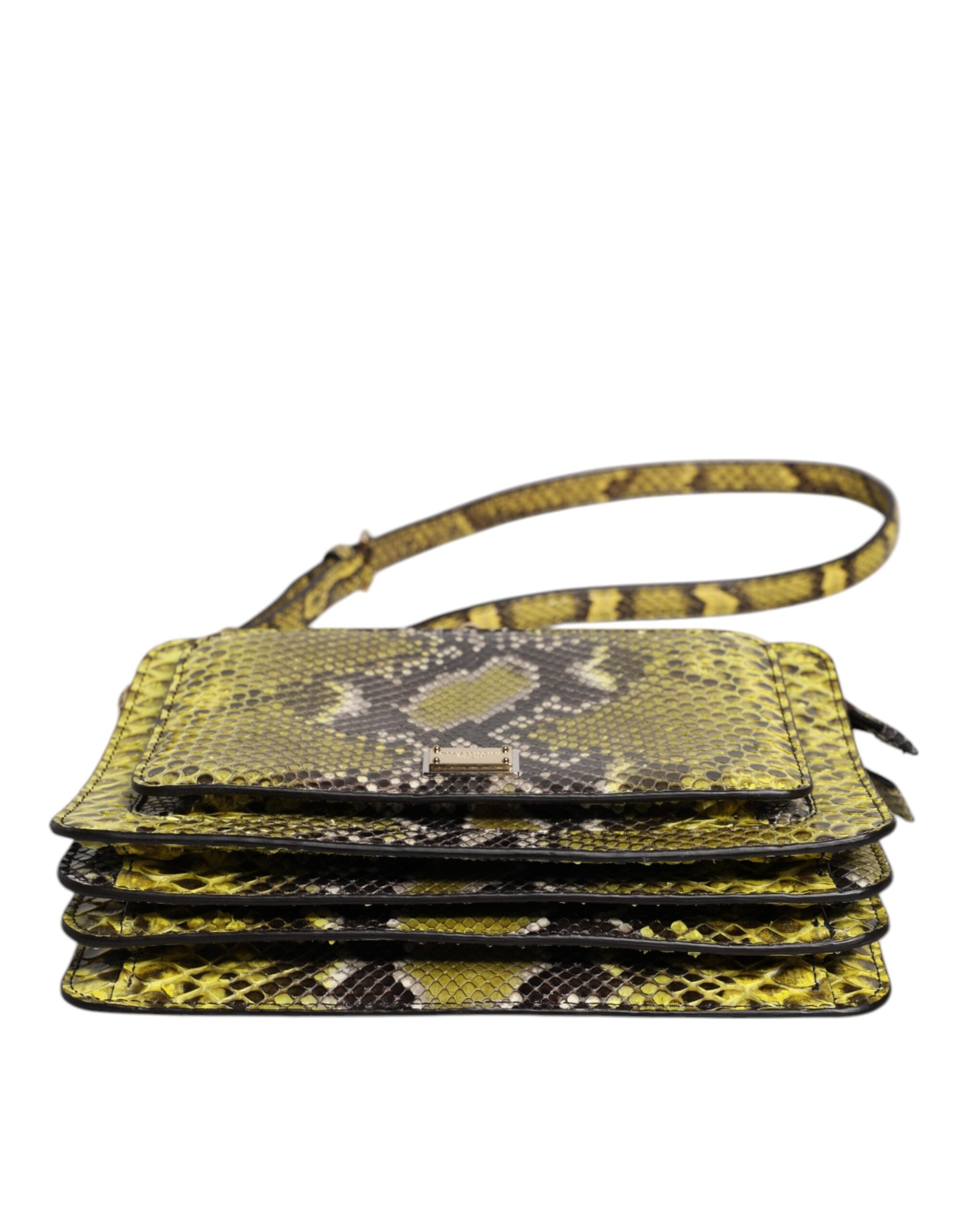 Green Exotic Leather DG Plaque Crossbody Clutch Bag - ventzia