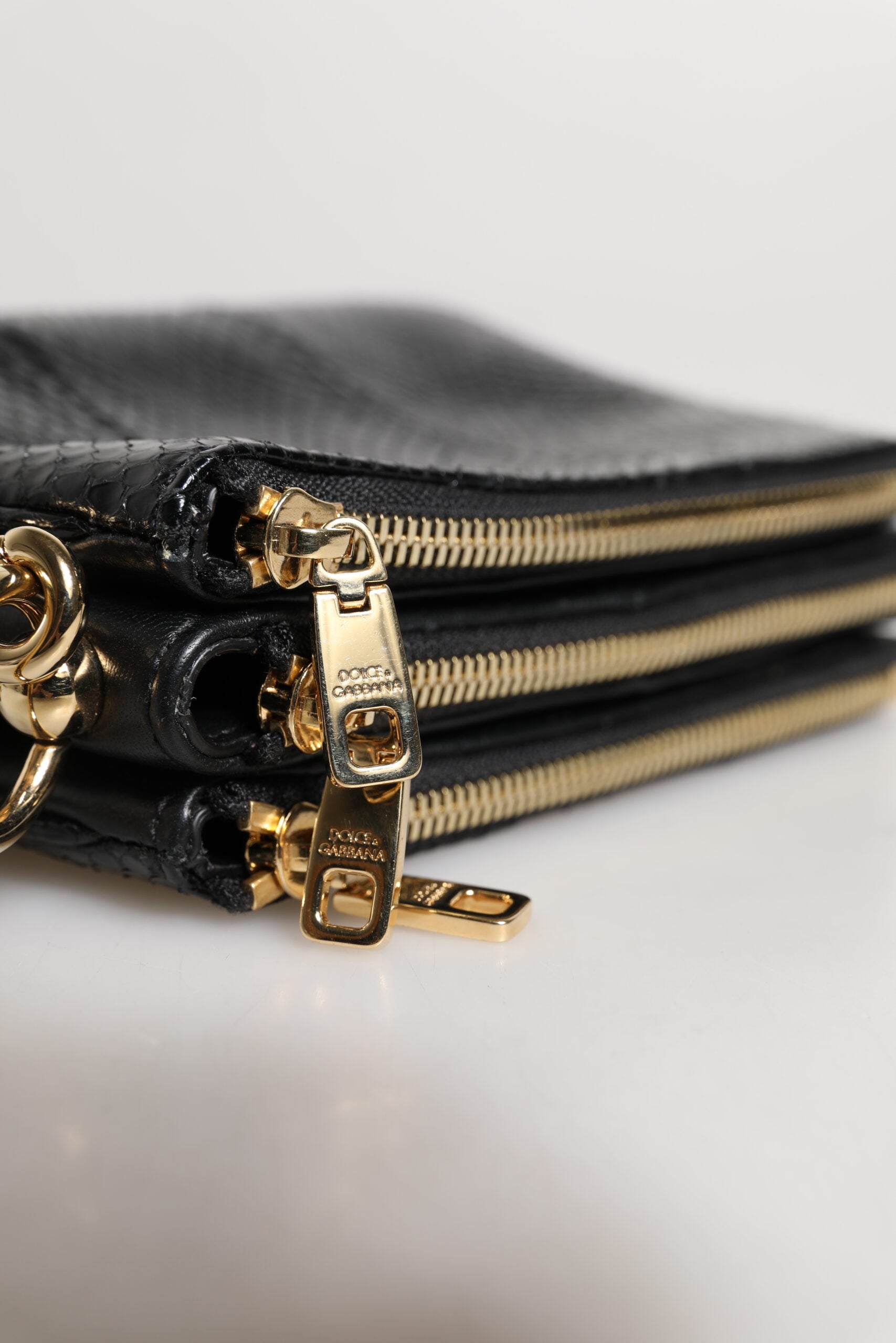 Black Exotic Leather Shoulder Sling Clutch Bag - ventzia