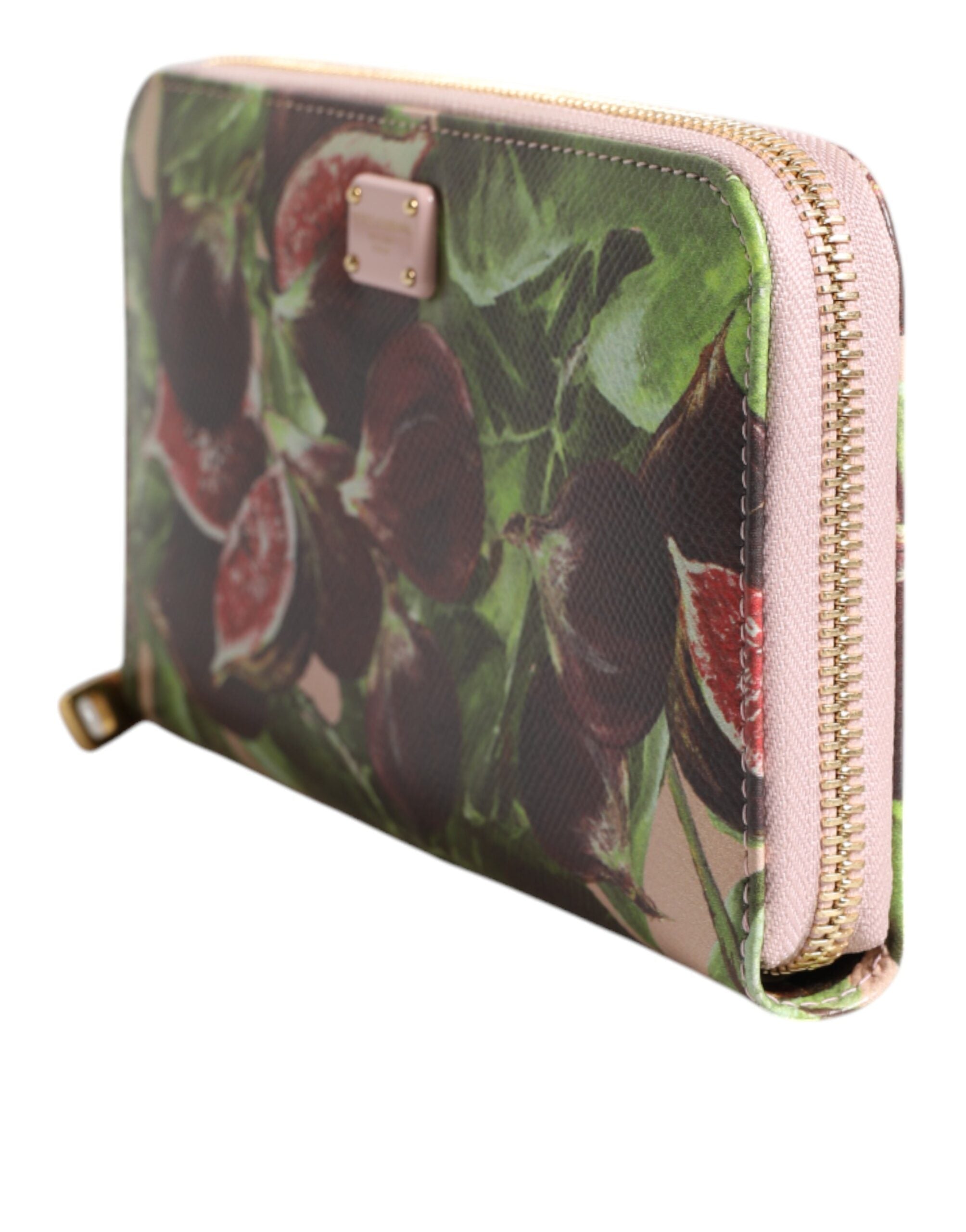 Multicolor Fig Fruit Dauphine Leather Zip Around Continental Wallet - ventzia