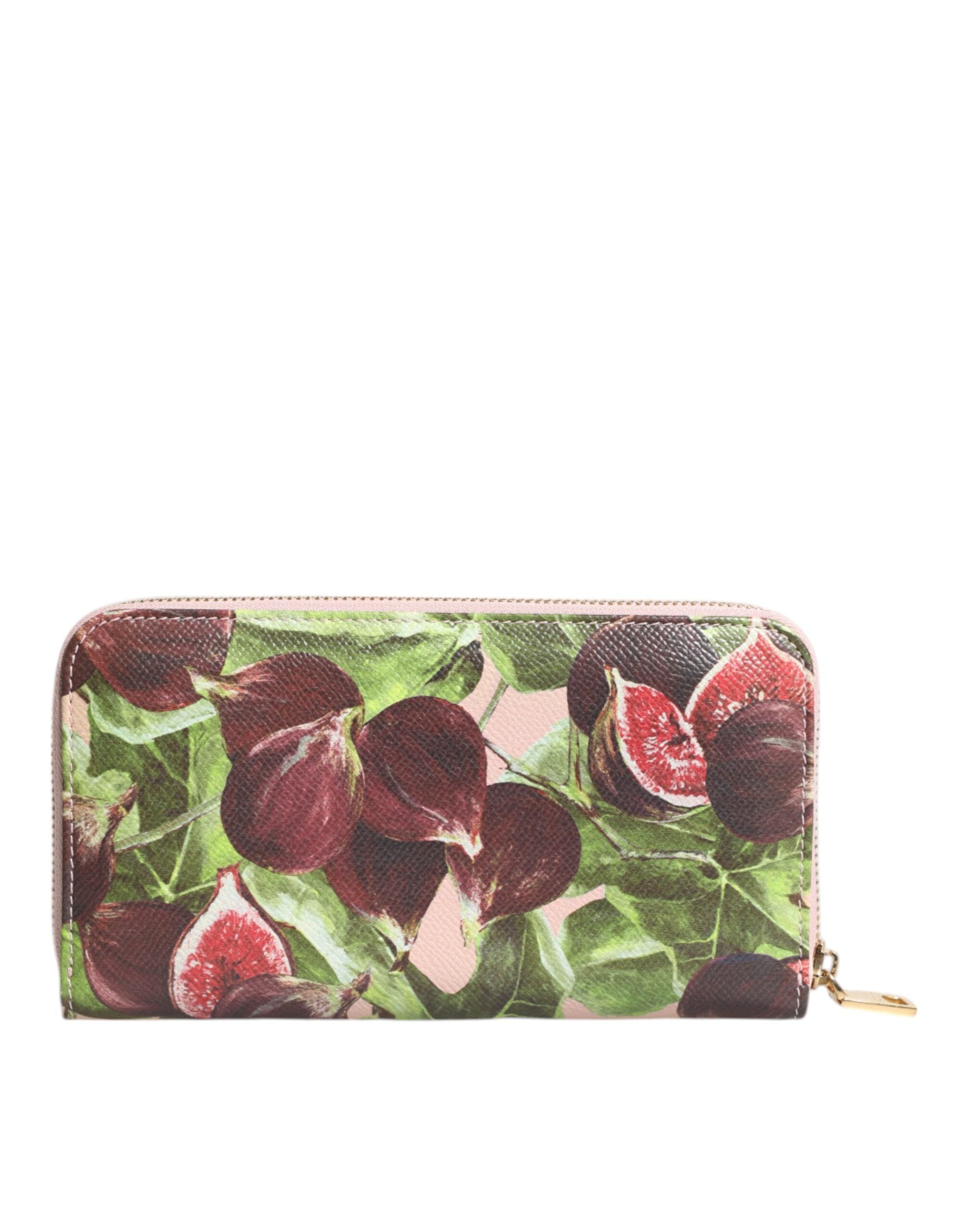 Multicolor Fig Fruit Dauphine Leather Zip Around Continental Wallet - ventzia