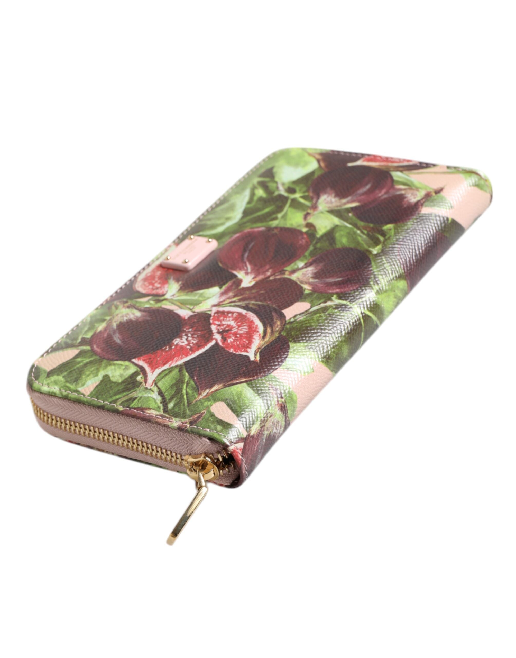 Multicolor Fig Fruit Dauphine Leather Zip Around Continental Wallet - ventzia