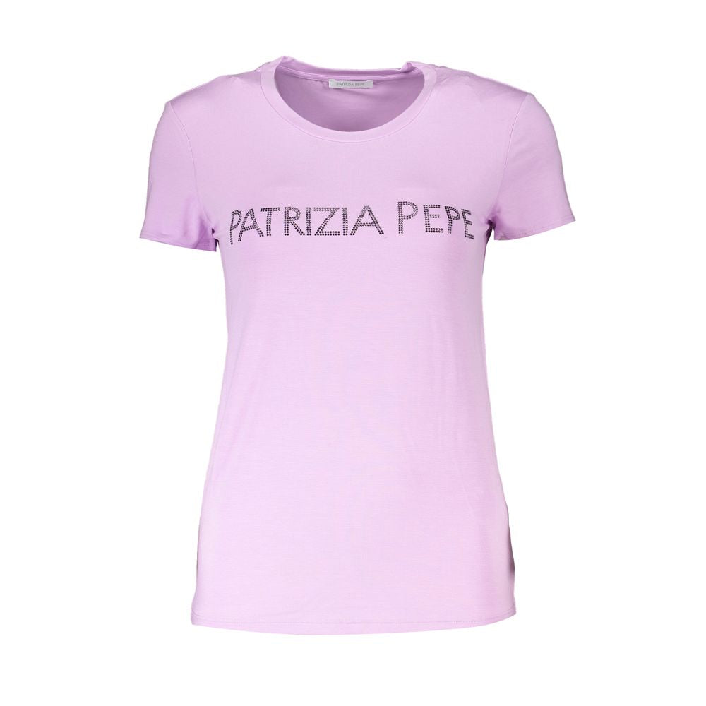 Purple Rhinestone Crew Neck Tee - ventzia