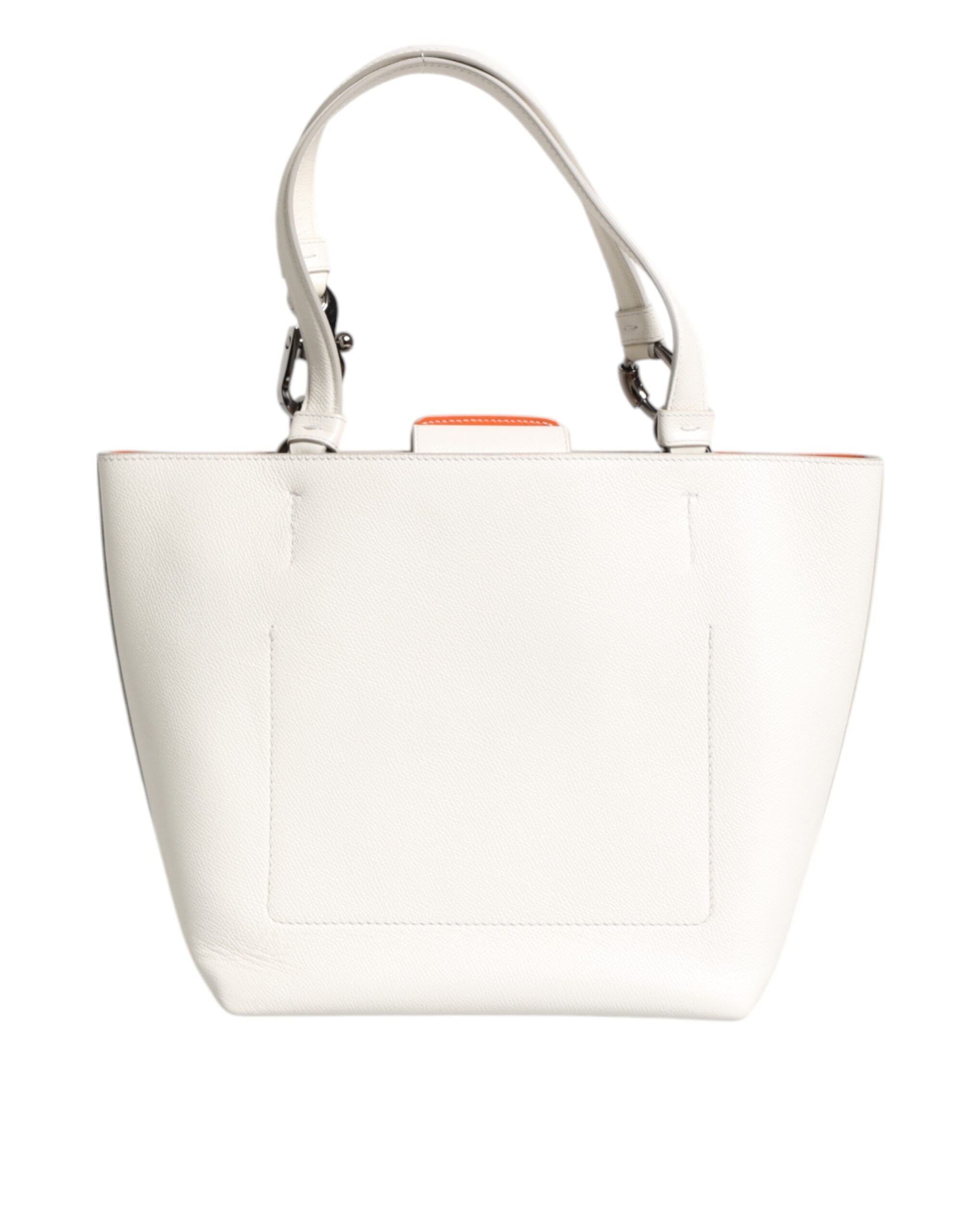 White Leather #DG BEATRICE Top Handle Tote Bag - ventzia