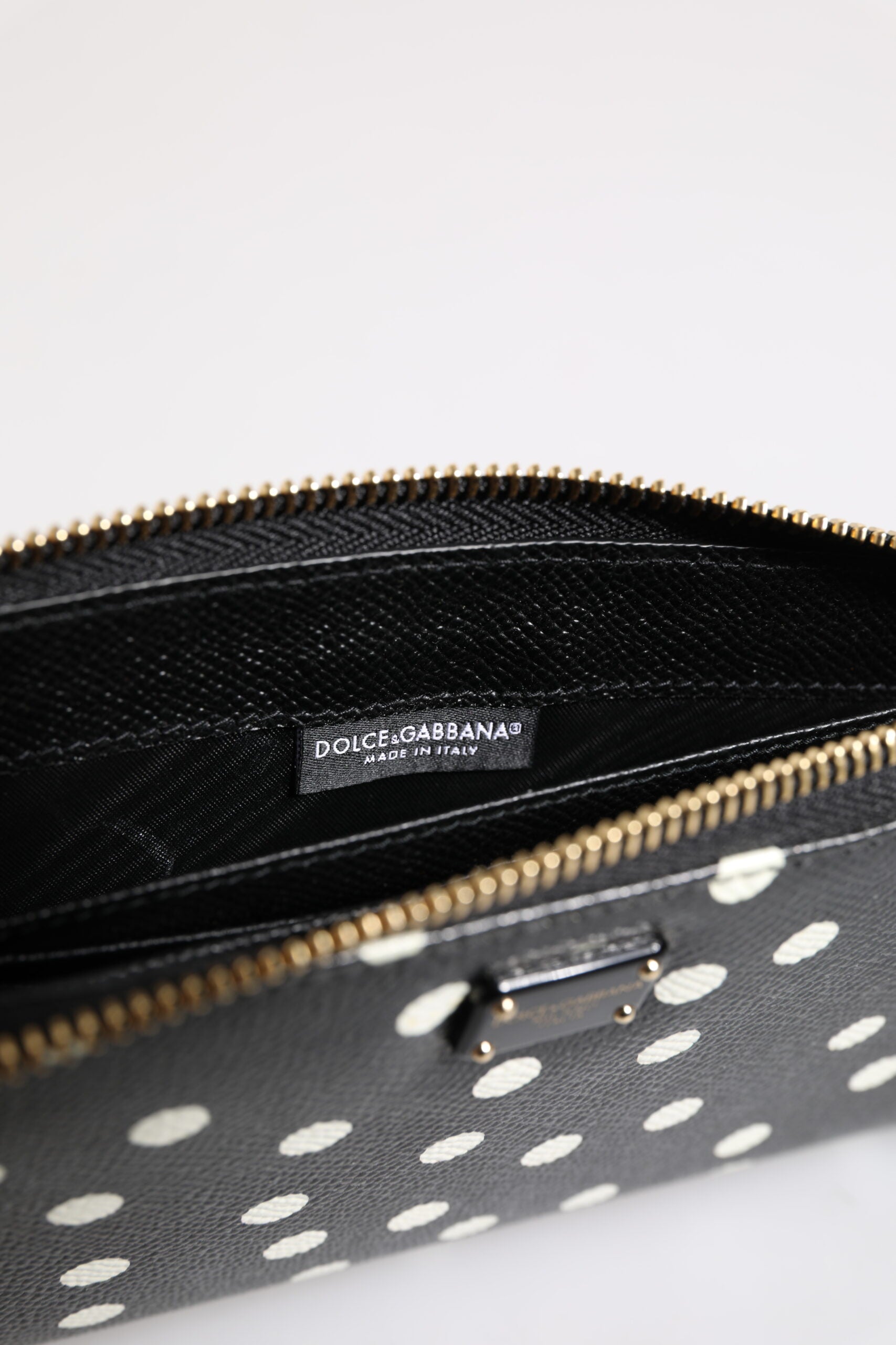 Black White Dotted Leather Zip Around Continental Wallet - ventzia