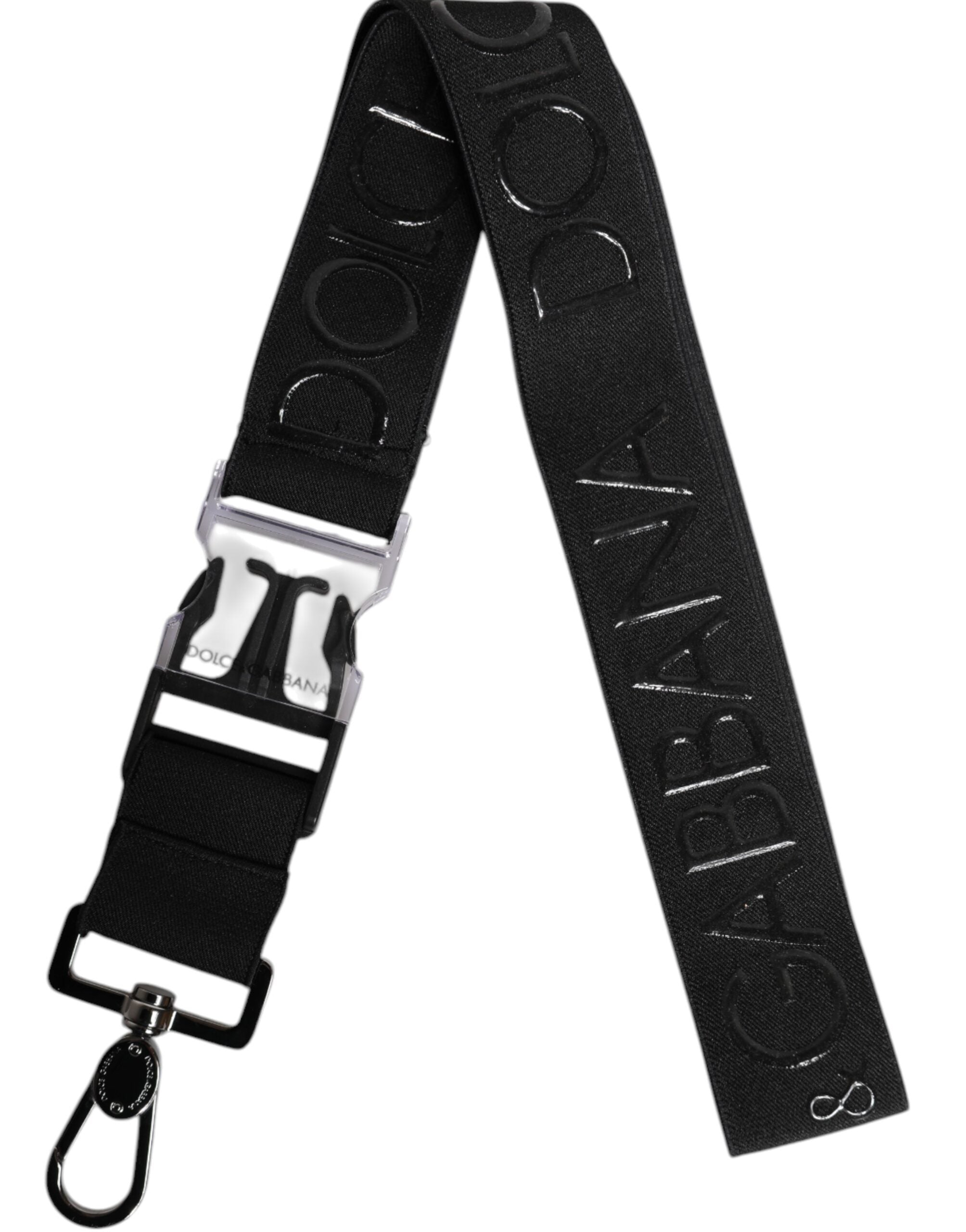 Black Stretch Polyester Rubberised DG Logo Keychain - ventzia