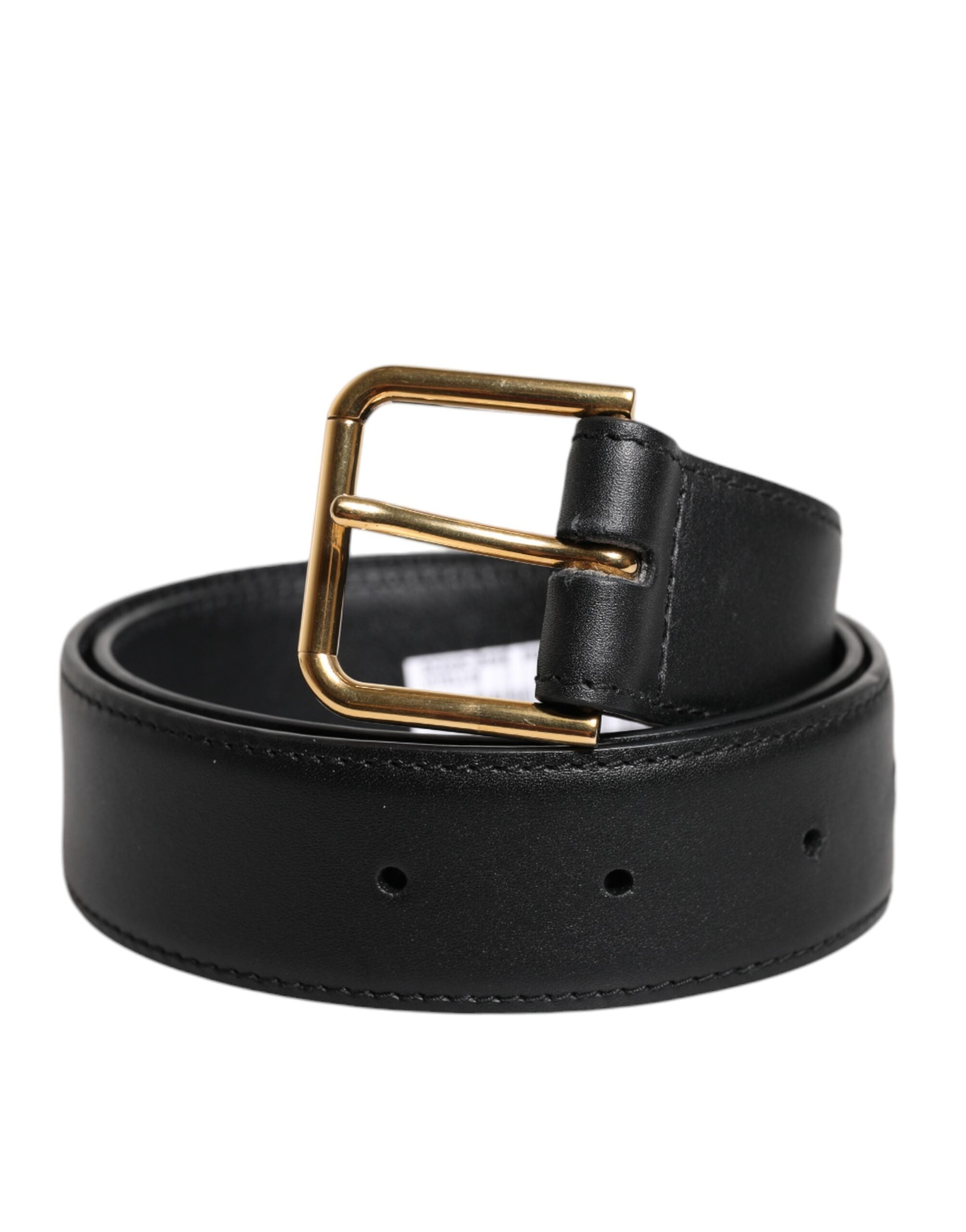 Black Leather Metal Buckle Classic Belt - ventzia