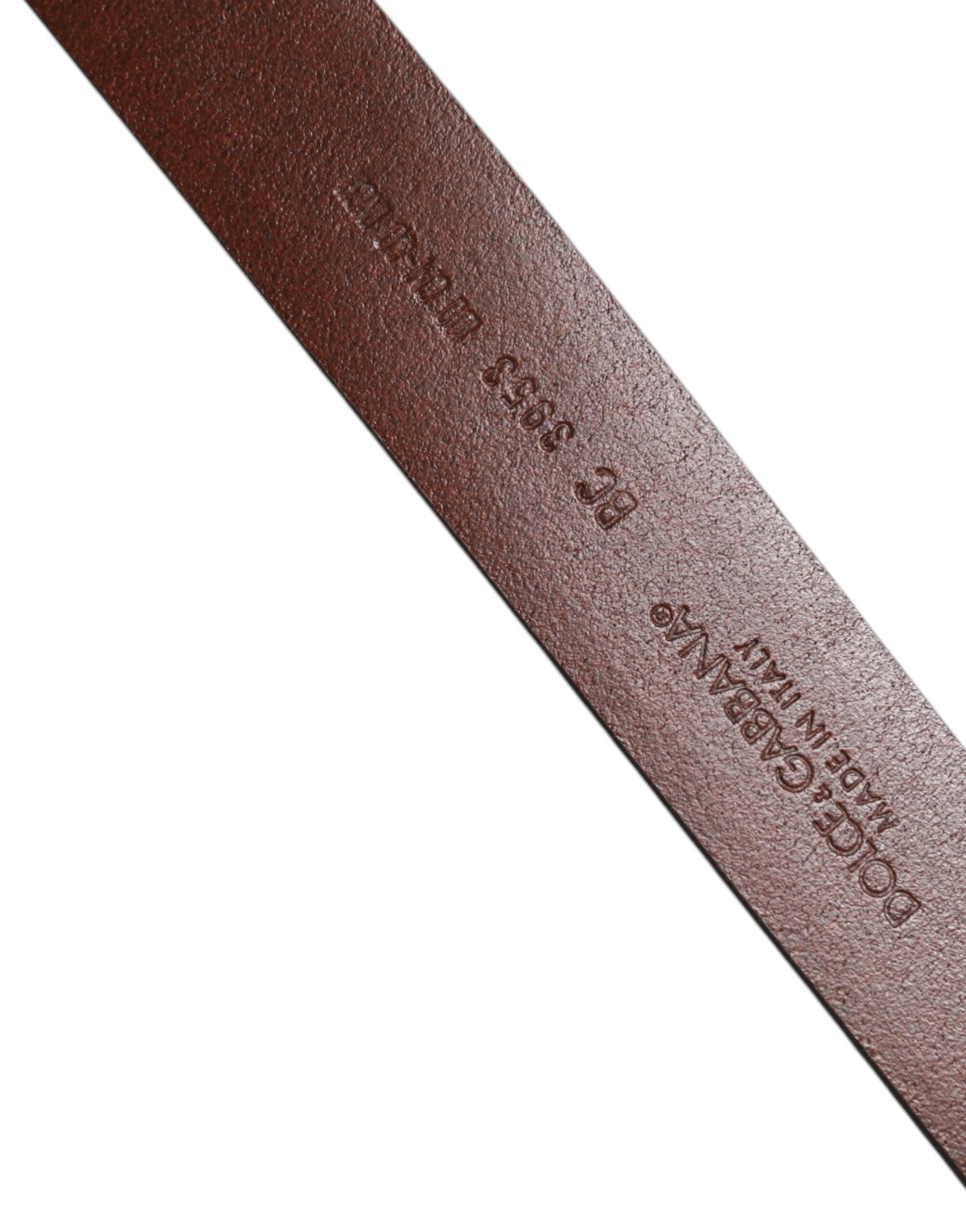 Brown Leather Classic Metal Logo Buckle Belt - ventzia