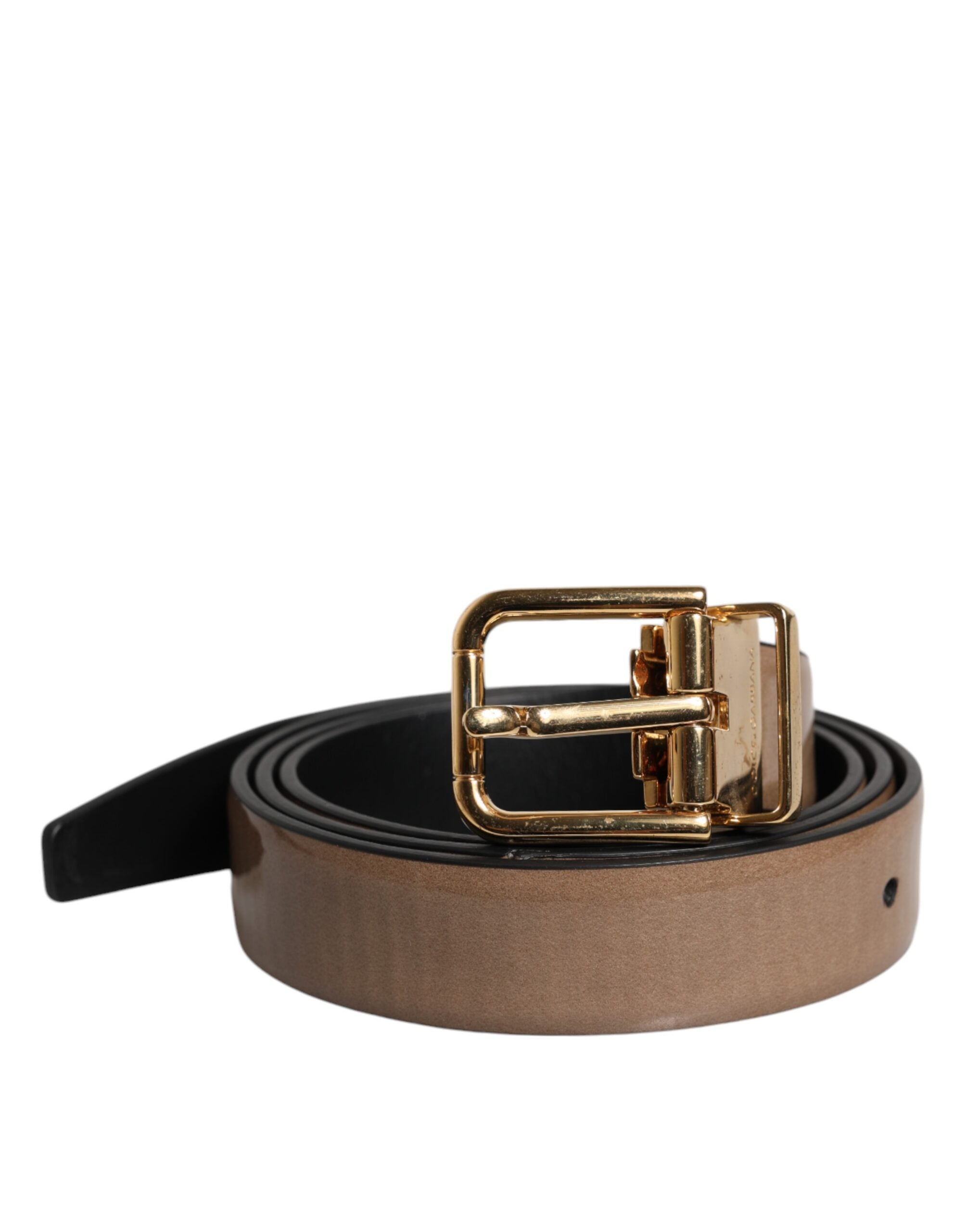 Brown Leather Classic Metal Logo Buckle Belt - ventzia