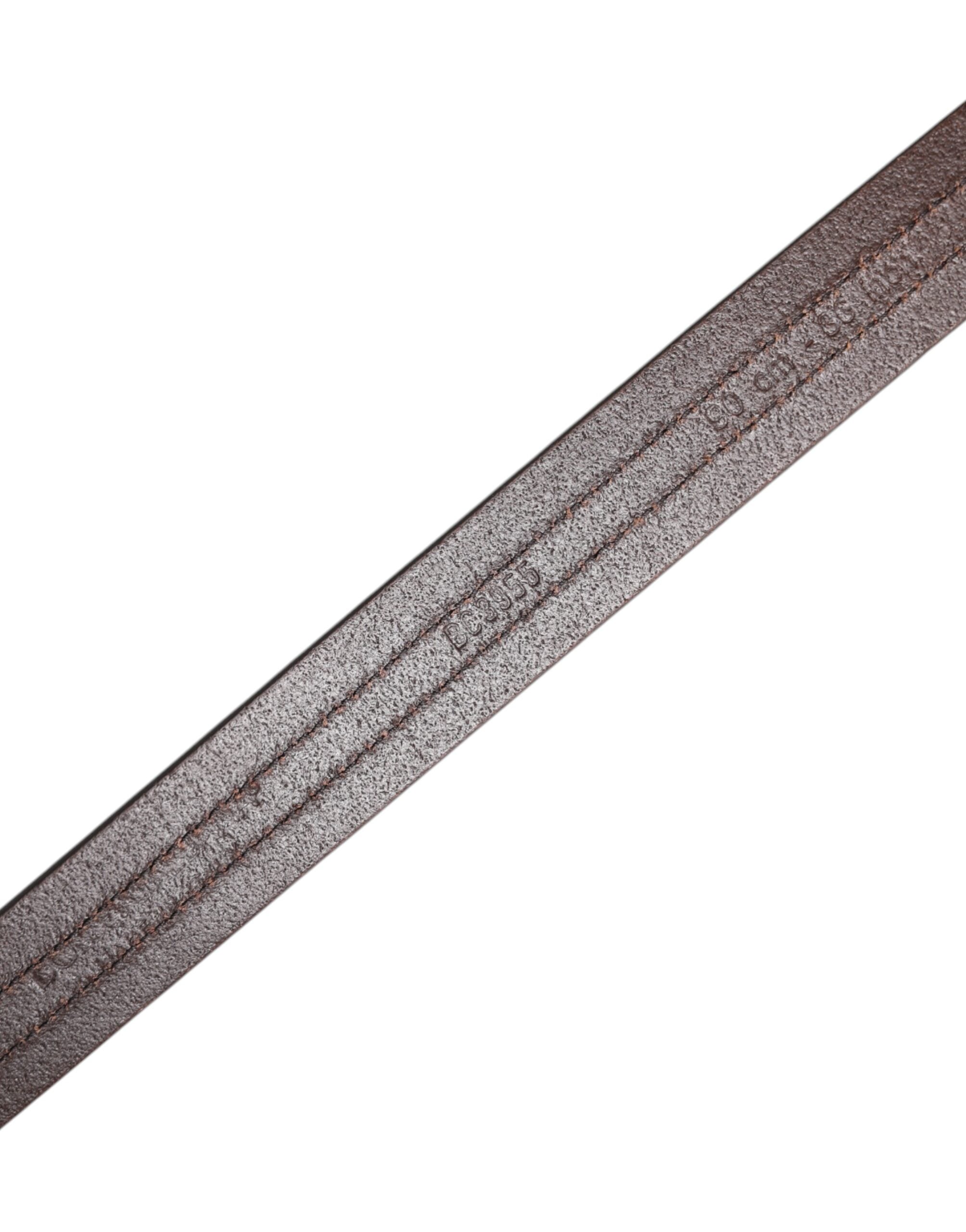 Burgundy Leather Metal Logo Buckle Belt - ventzia