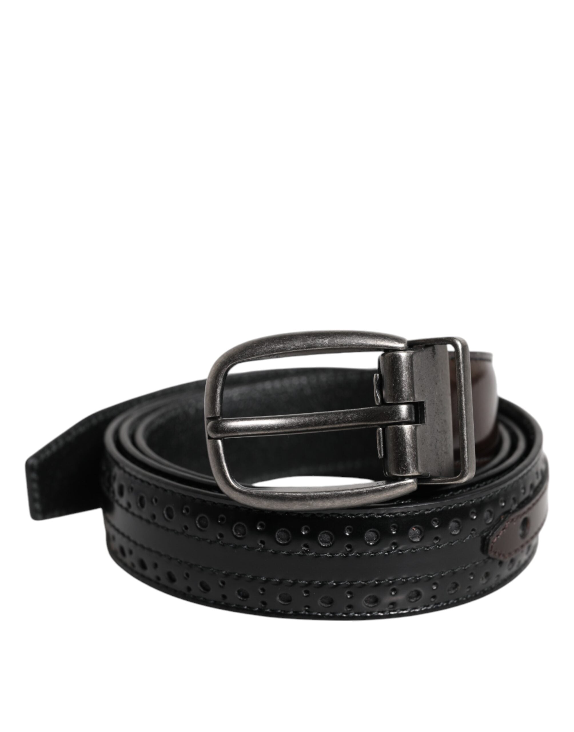 Black Brown Leather Classic Metal Buckle Belt - ventzia