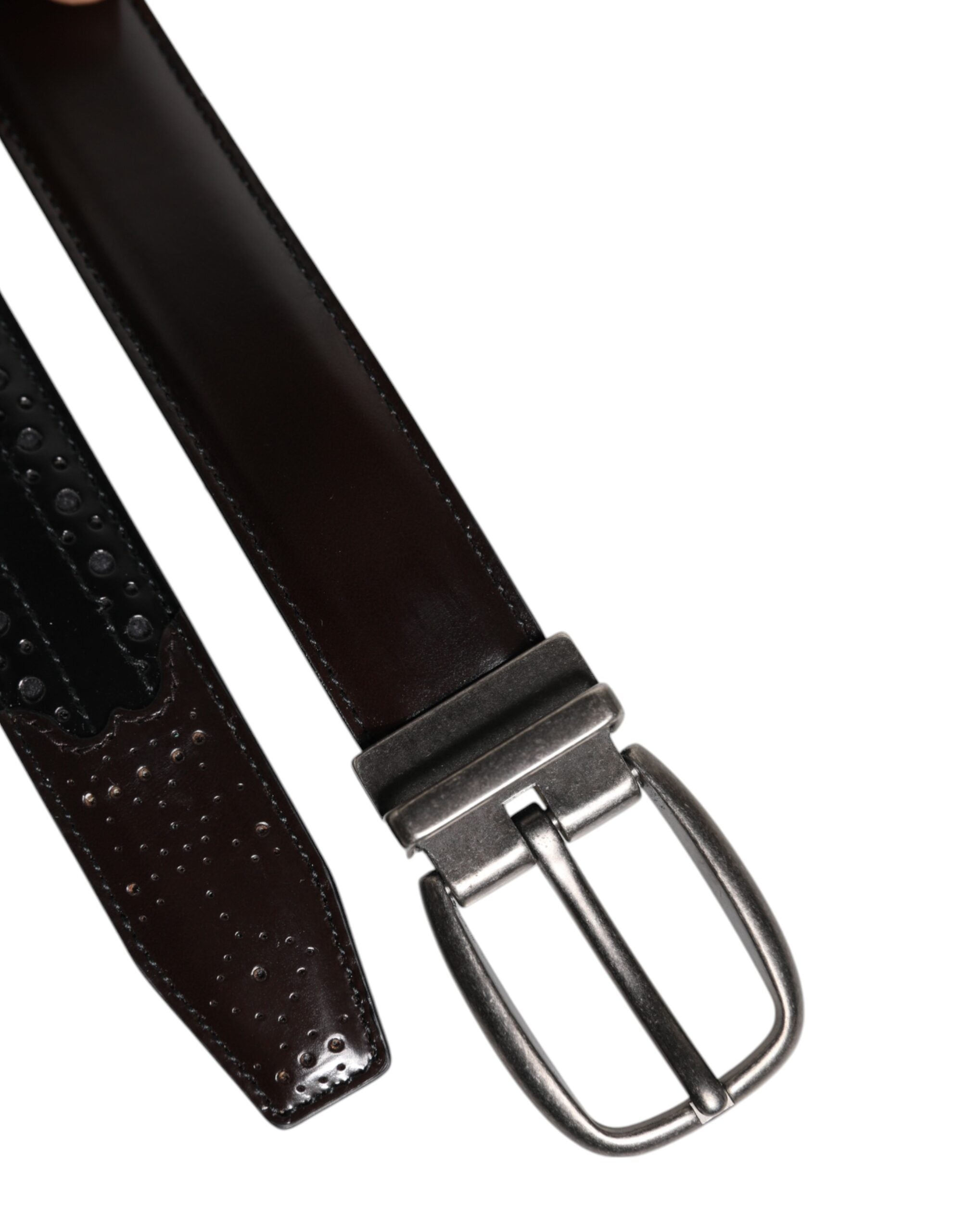 Black Brown Leather Classic Metal Buckle Belt - ventzia