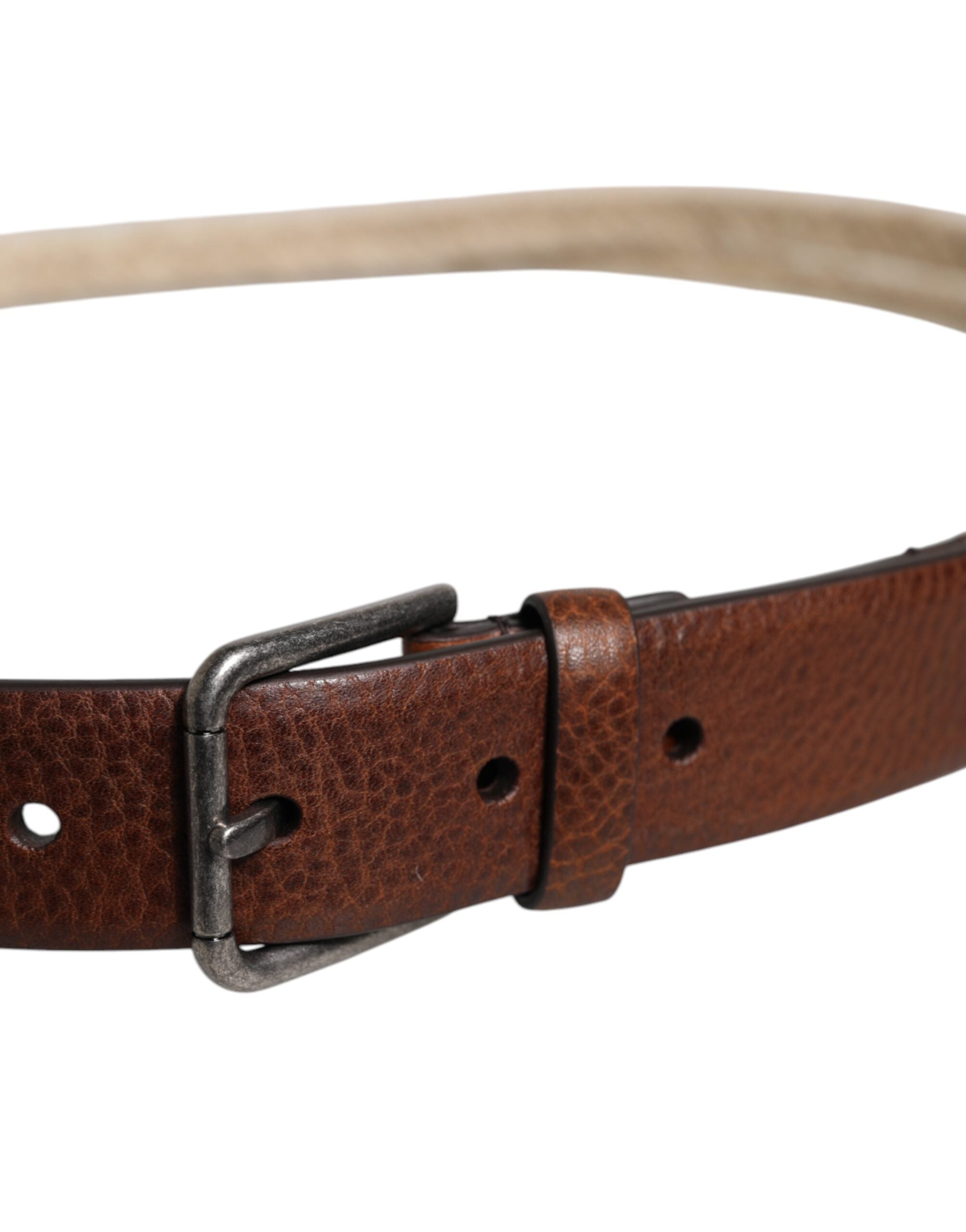 Brown Jute Leather Woven Metal Buckle Belt - ventzia