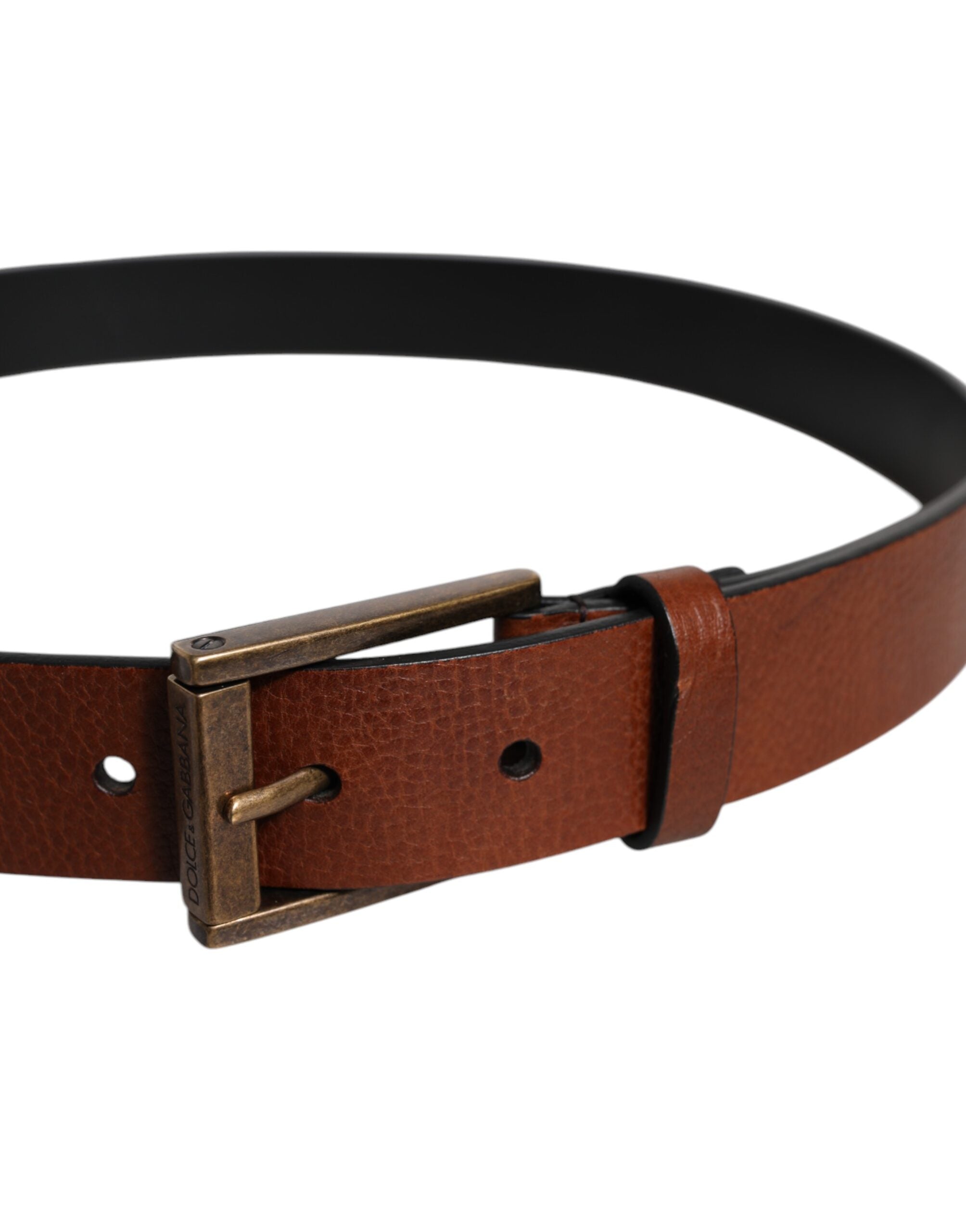 Brown Calf Leather Classic Metal Buckle Belt - ventzia