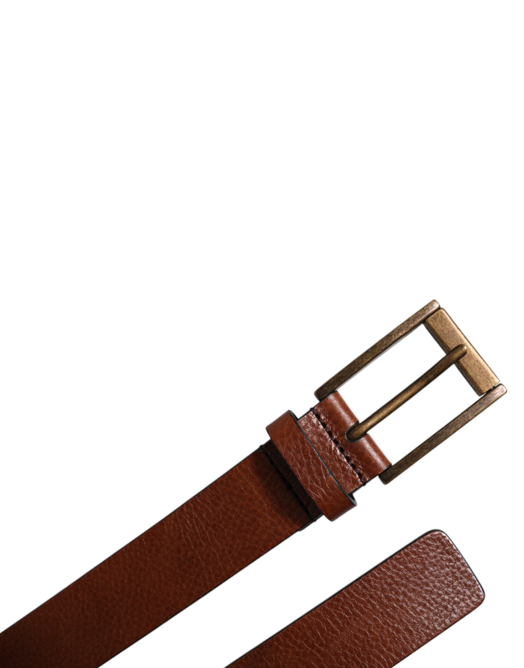 Brown Calf Leather Classic Metal Buckle Belt - ventzia