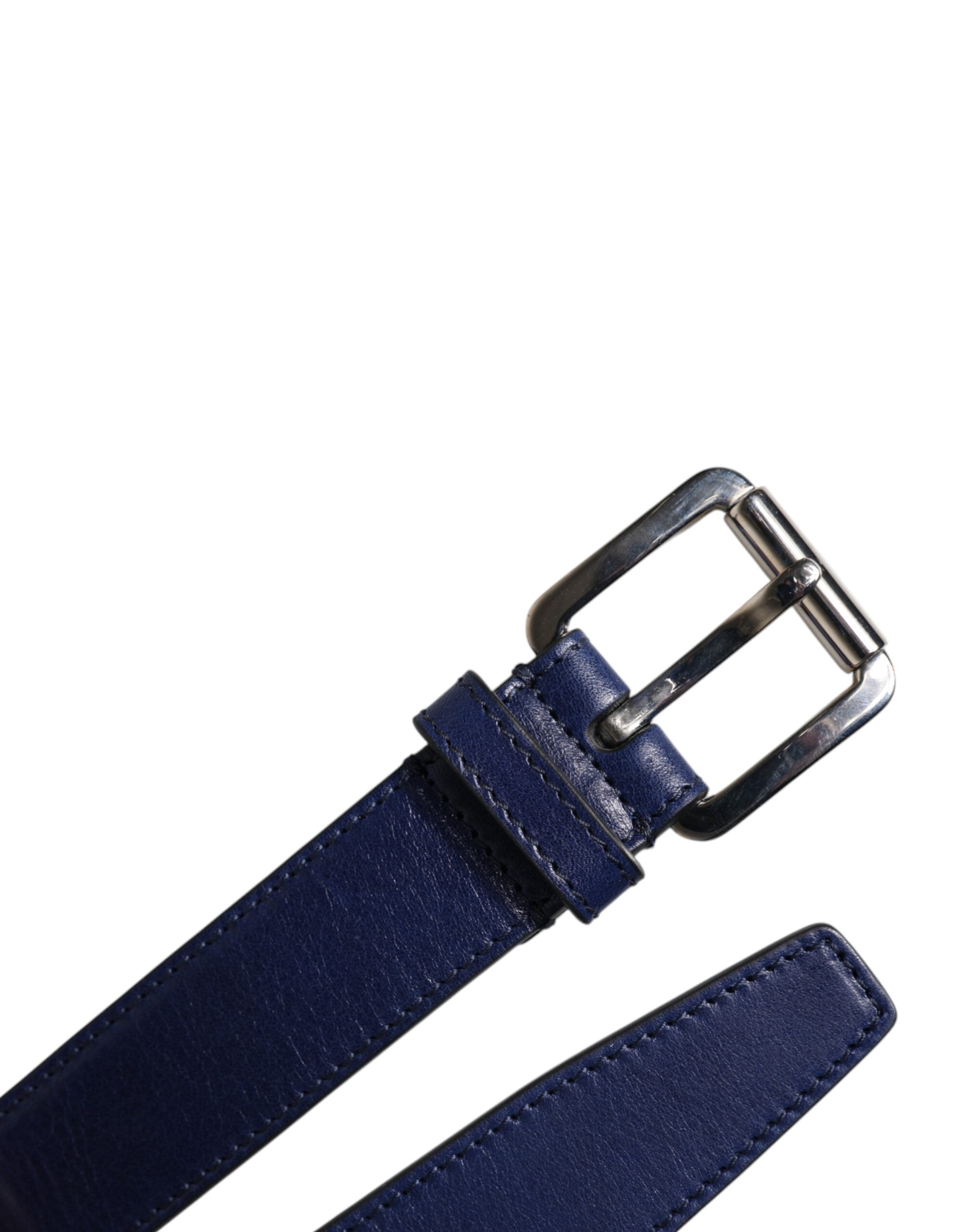 Blue Cotton Leather Printed Metal Buckle Belt - ventzia