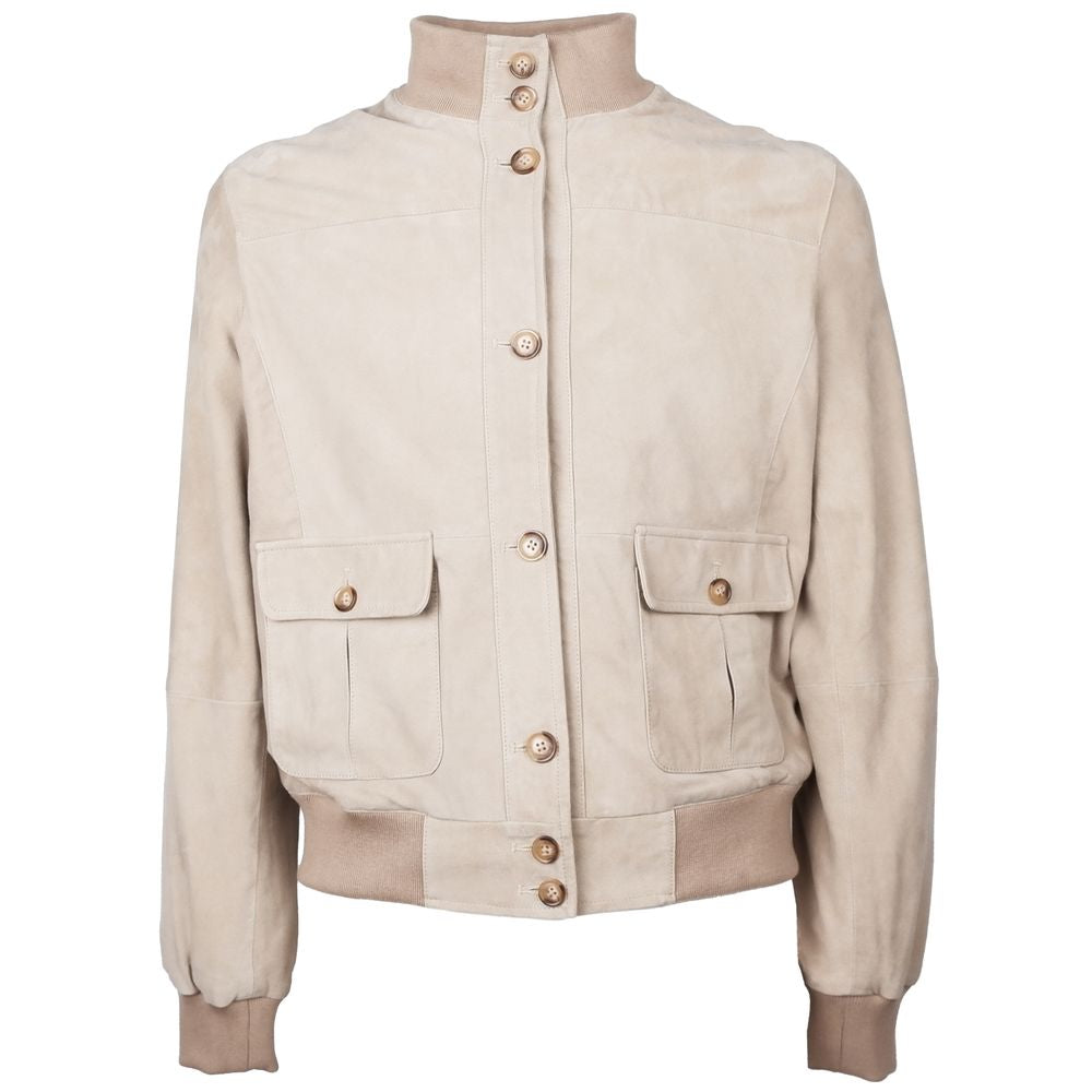 Beige Calfskin Men Jacket - ventzia