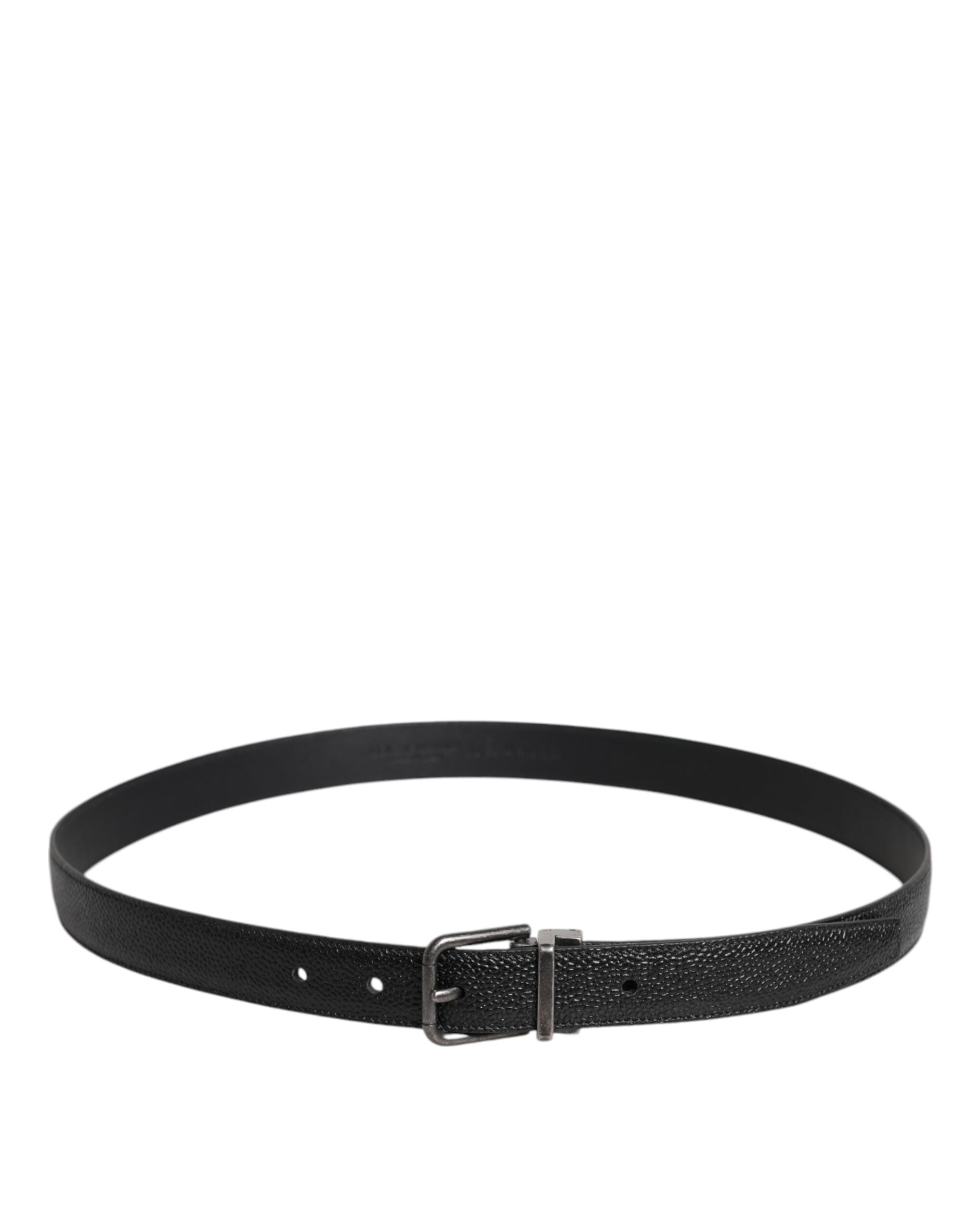 Black Calf Leather Classic Metal Buckle Belt - ventzia