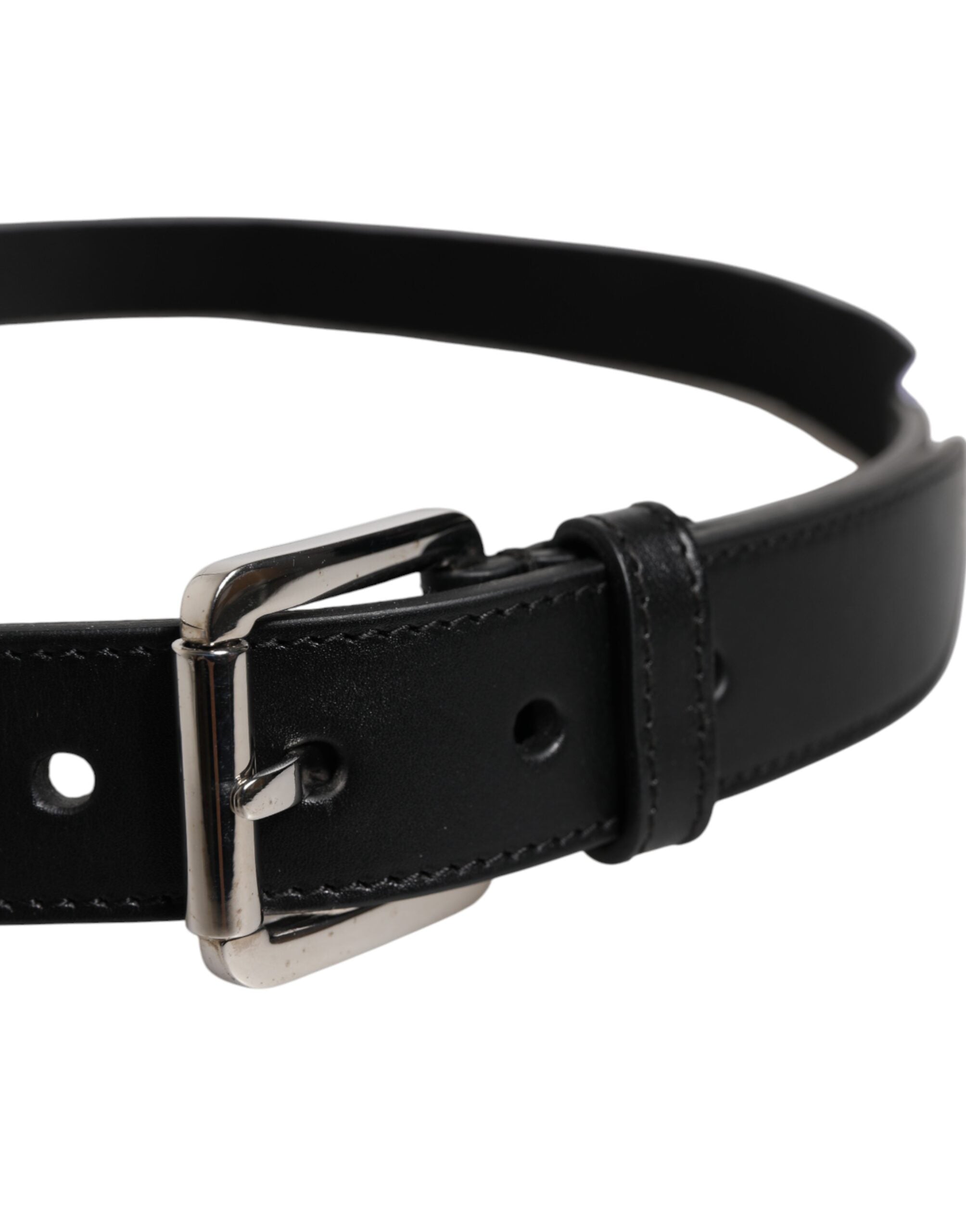 Black White Printed Metal Logo Buckle Belt - ventzia