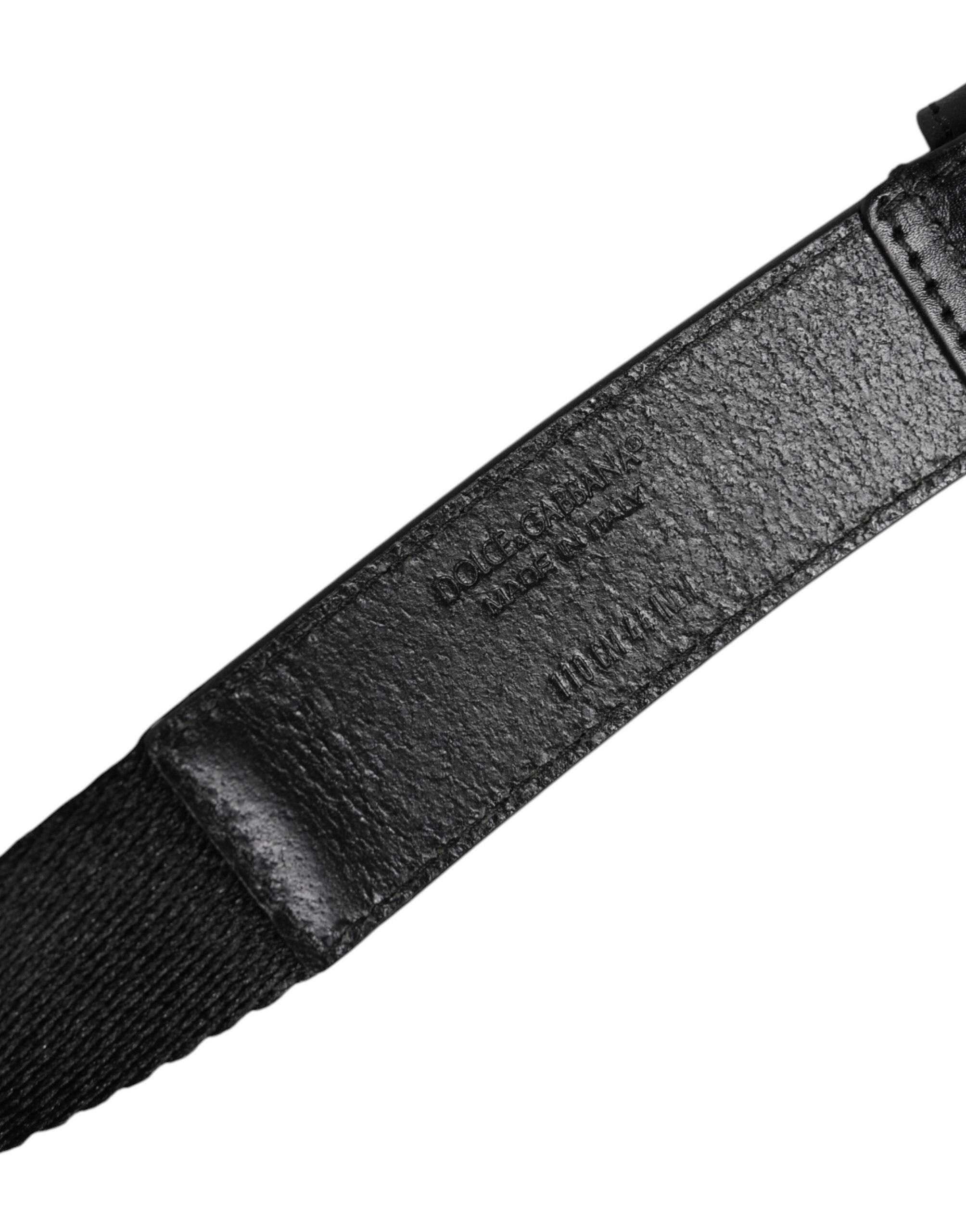Black White Printed Metal Logo Buckle Belt - ventzia