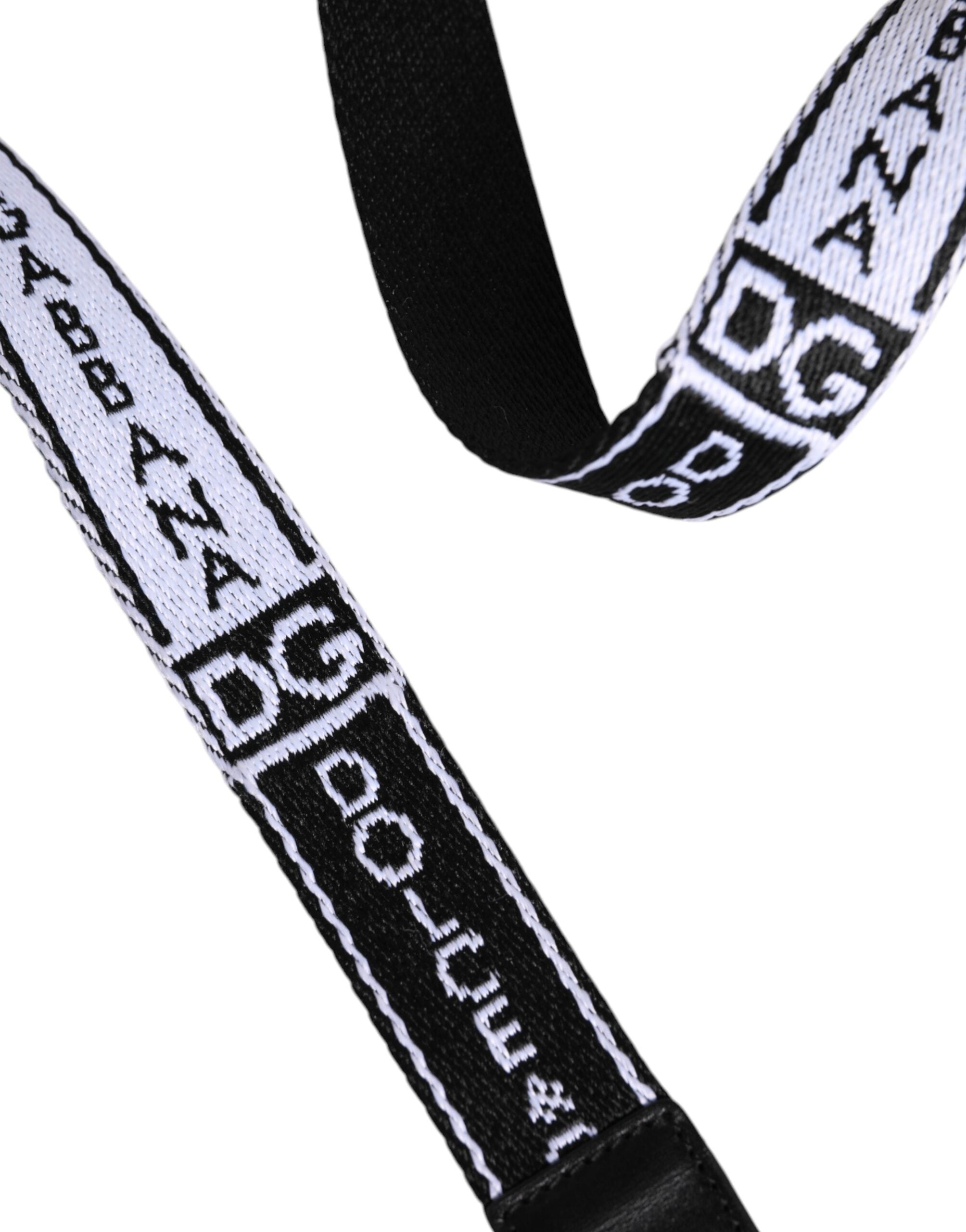 Black White Printed Metal Logo Buckle Belt - ventzia