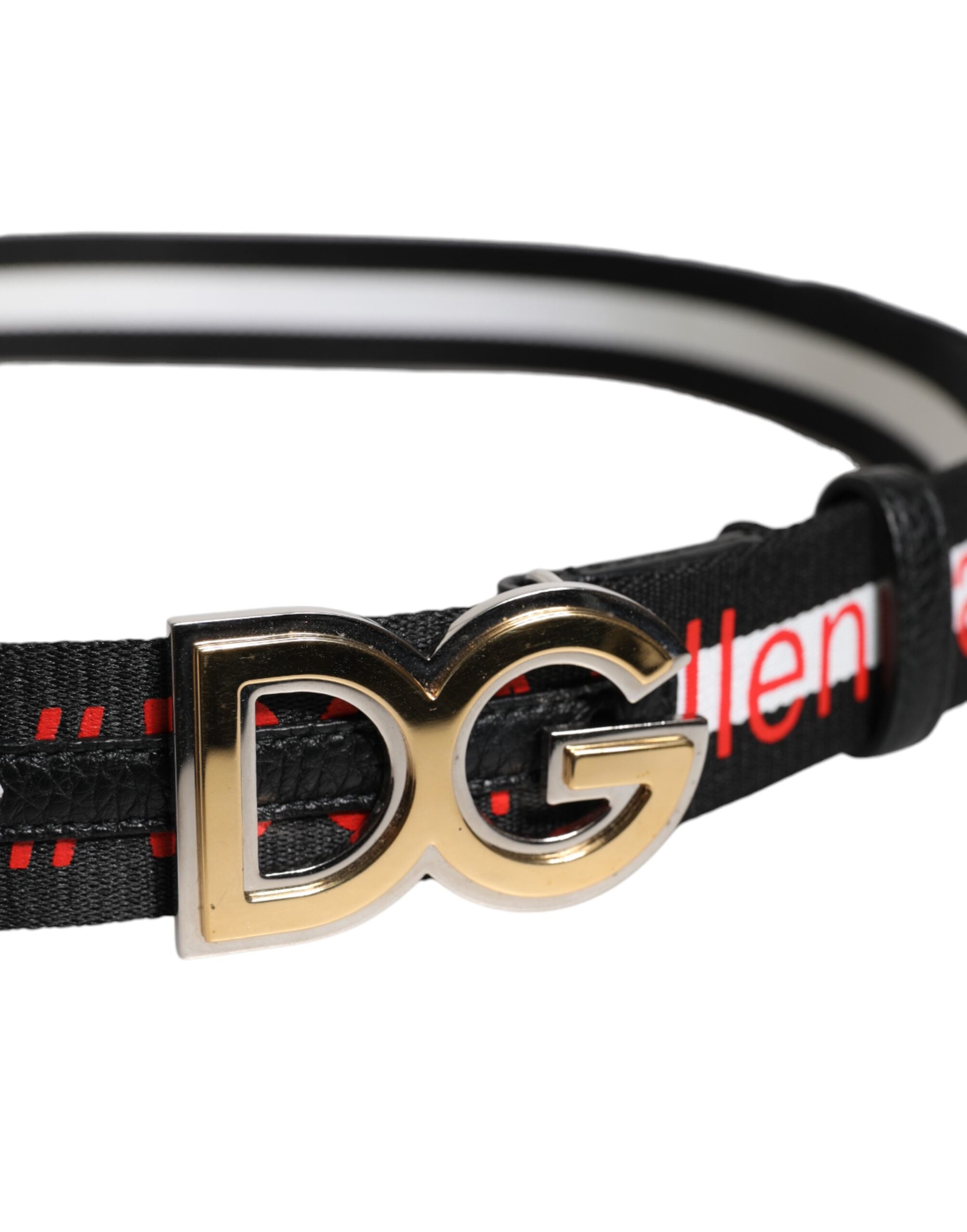 Black White Printed Metal Logo Buckle Belt - ventzia