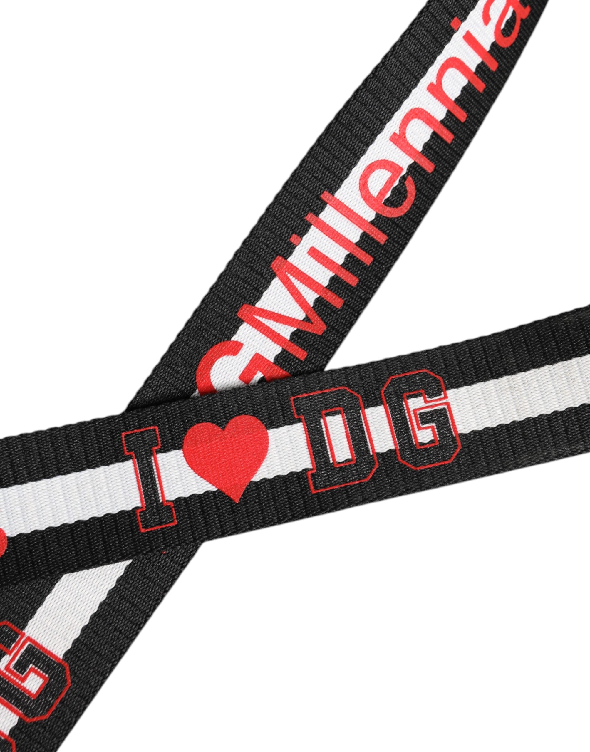 Black White Printed Metal Logo Buckle Belt - ventzia