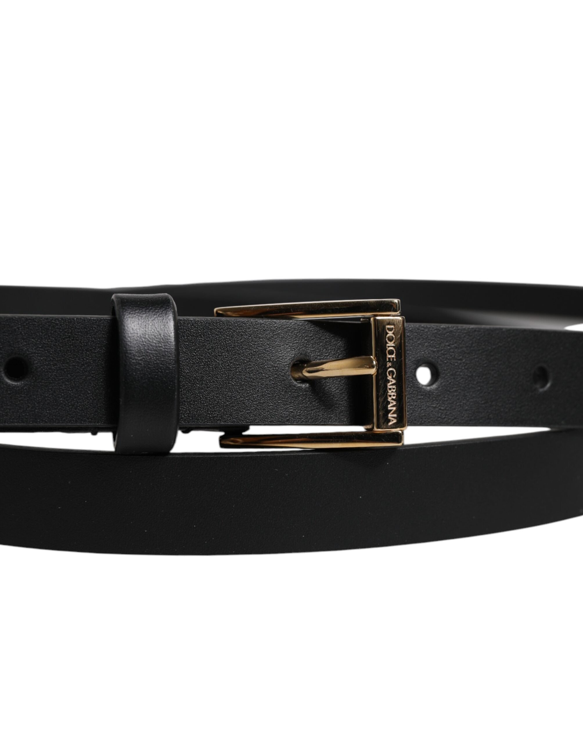 Black Calfskin Classic Metal Logo Buckle Belt - ventzia