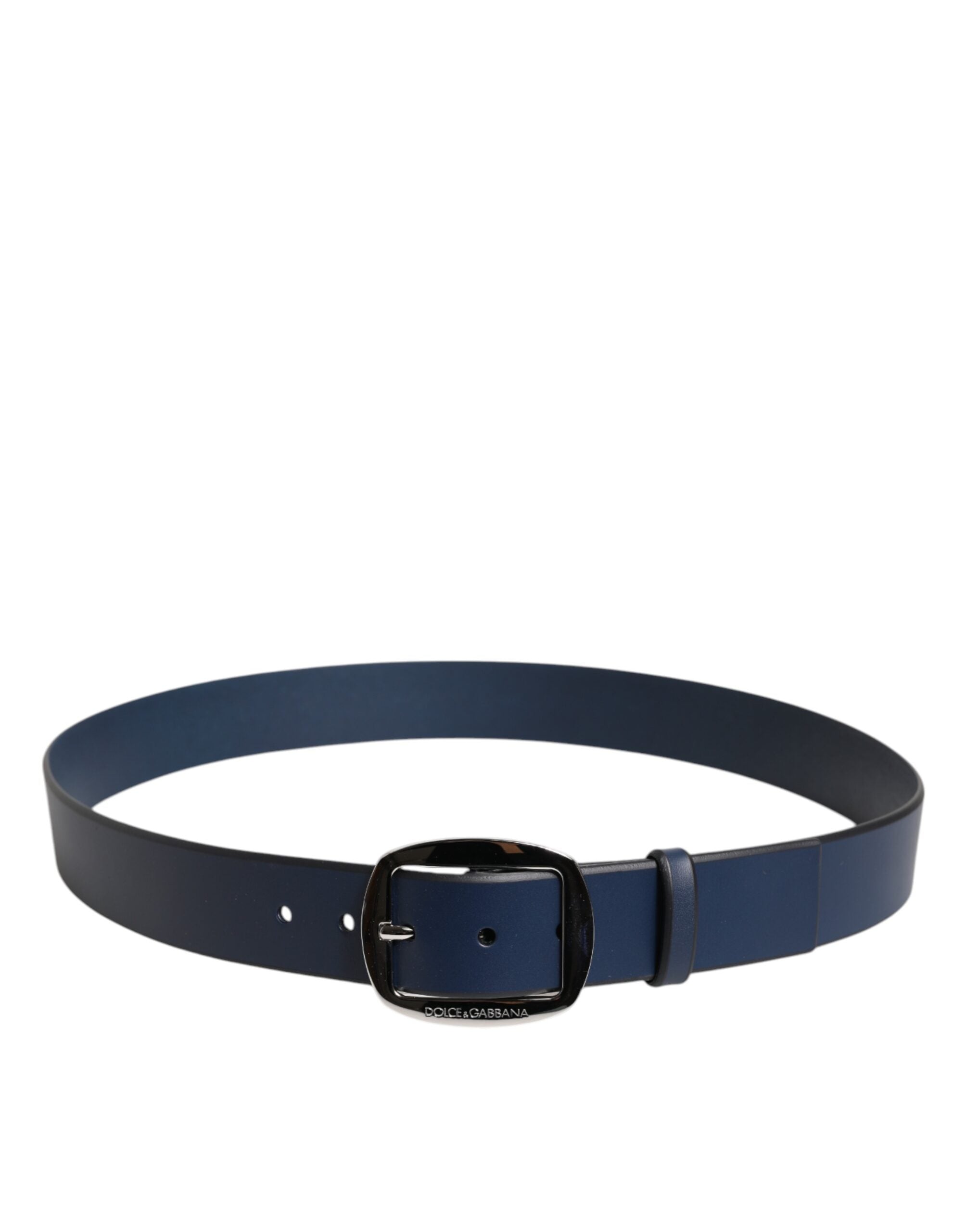 Blue Calf Leather Classic Metal Buckle Belt - ventzia