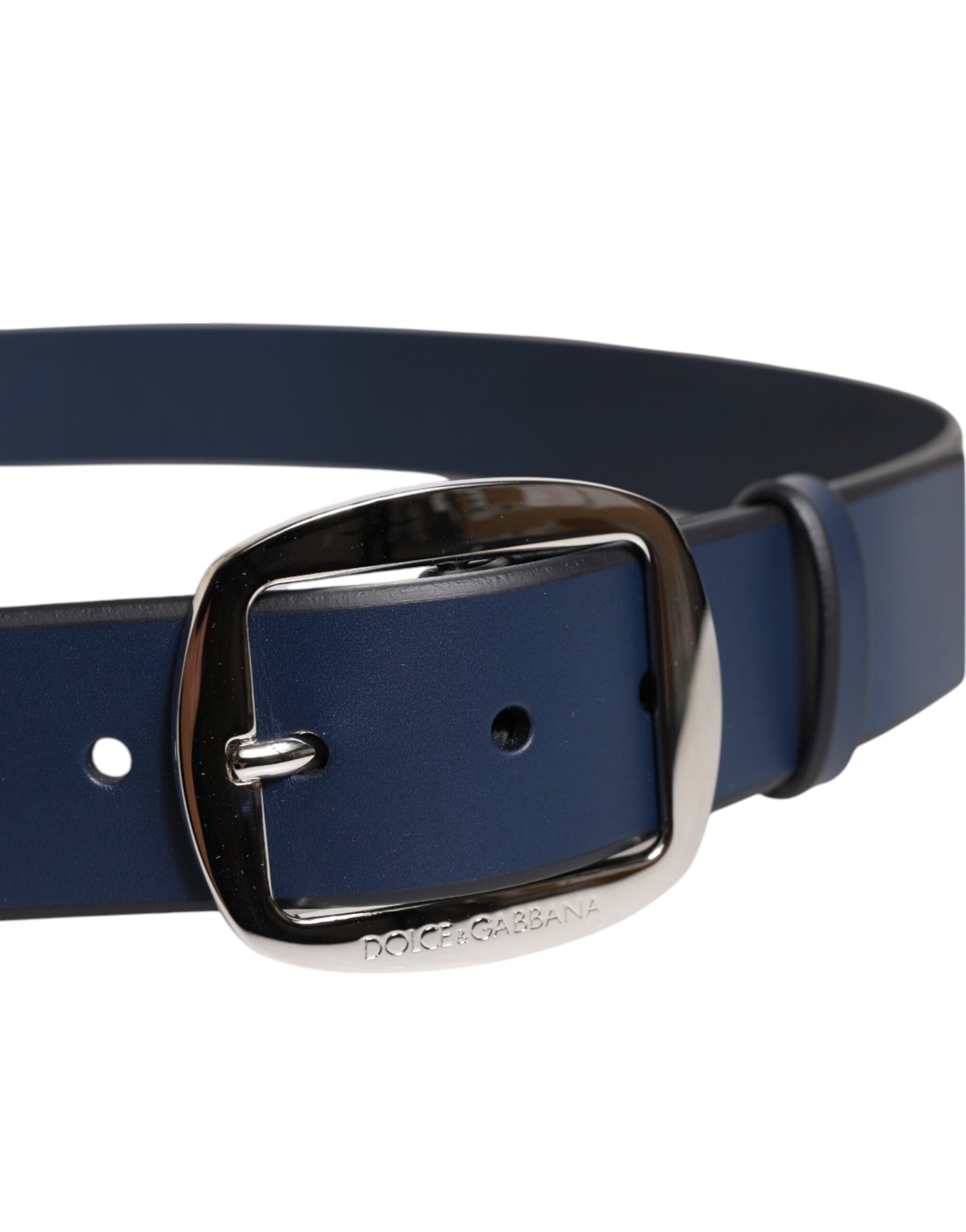 Blue Calf Leather Classic Metal Buckle Belt - ventzia