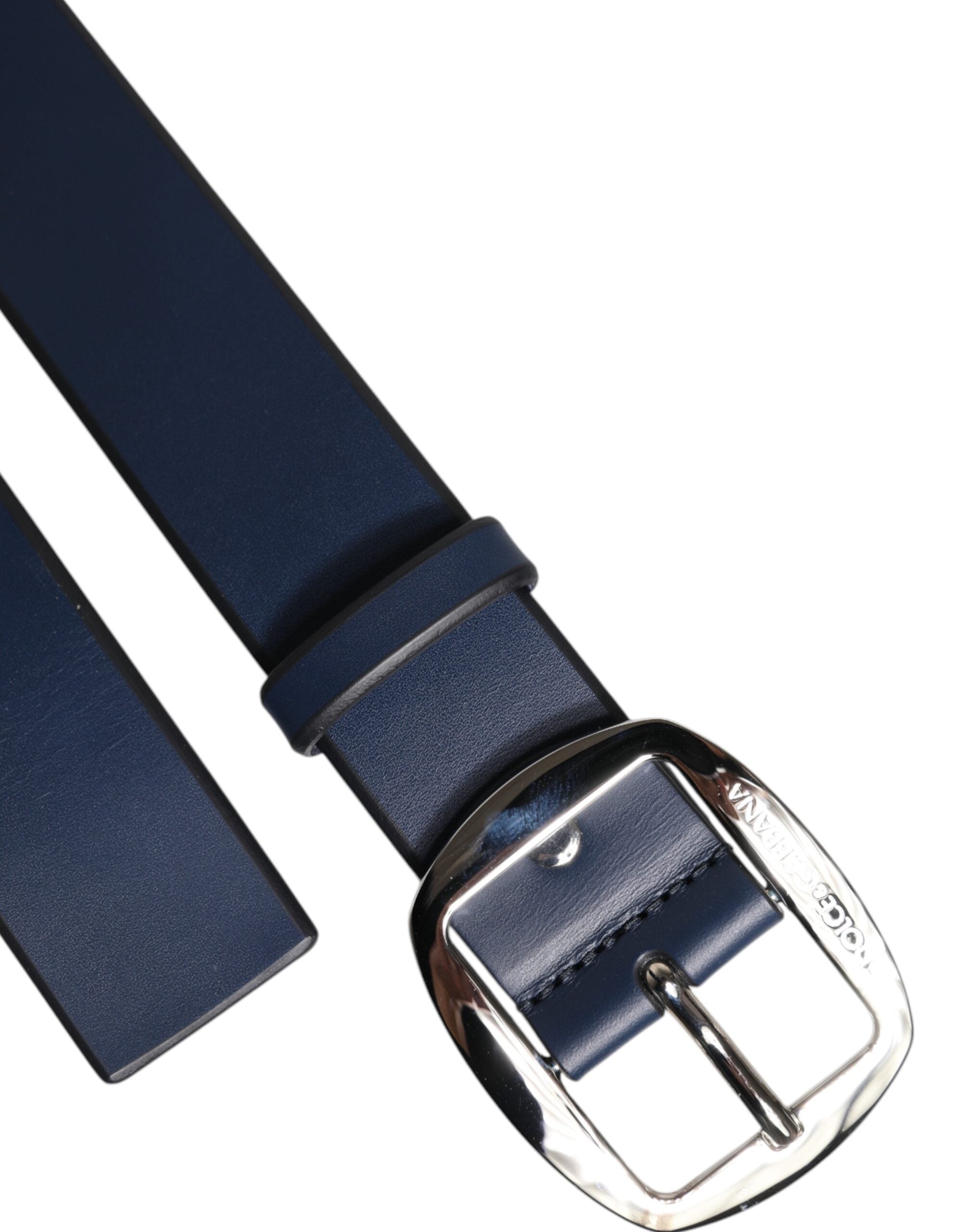 Blue Calf Leather Classic Metal Buckle Belt - ventzia