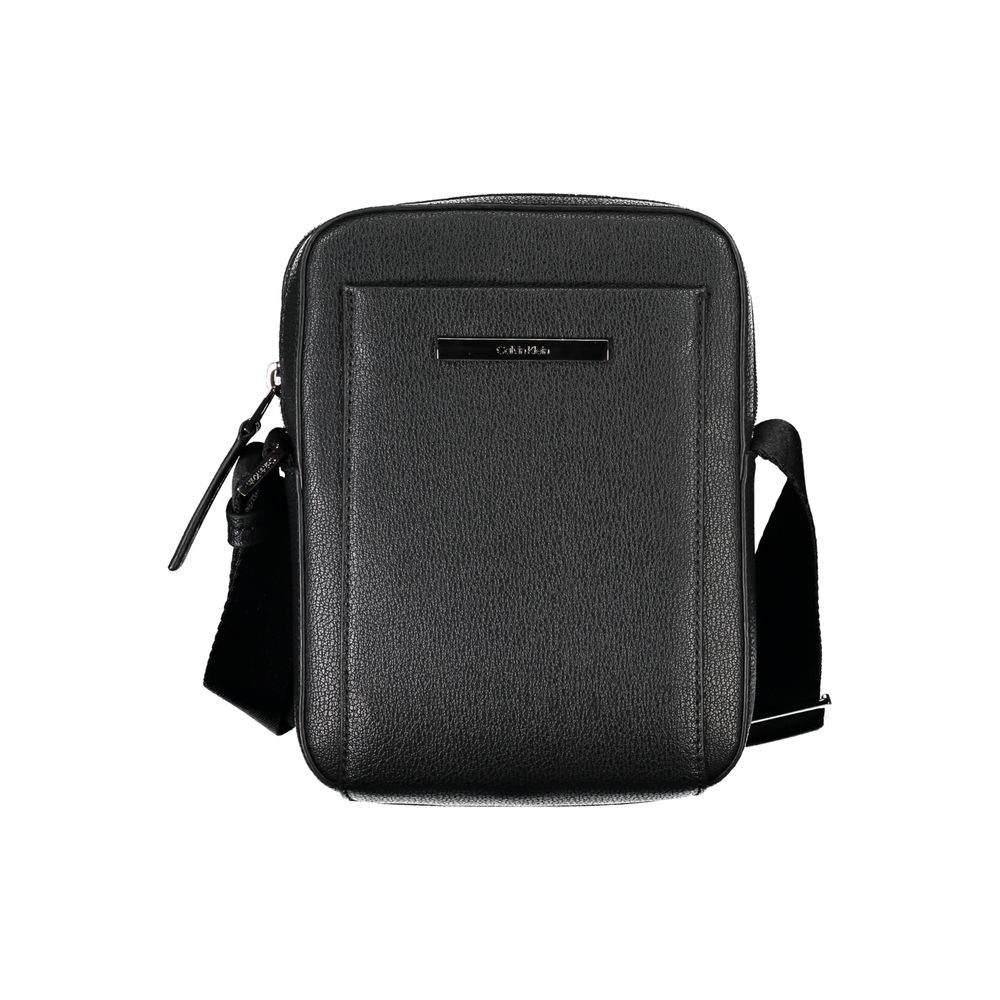 Sleek Black Shoulder Bag with Logo Detail - ventzia